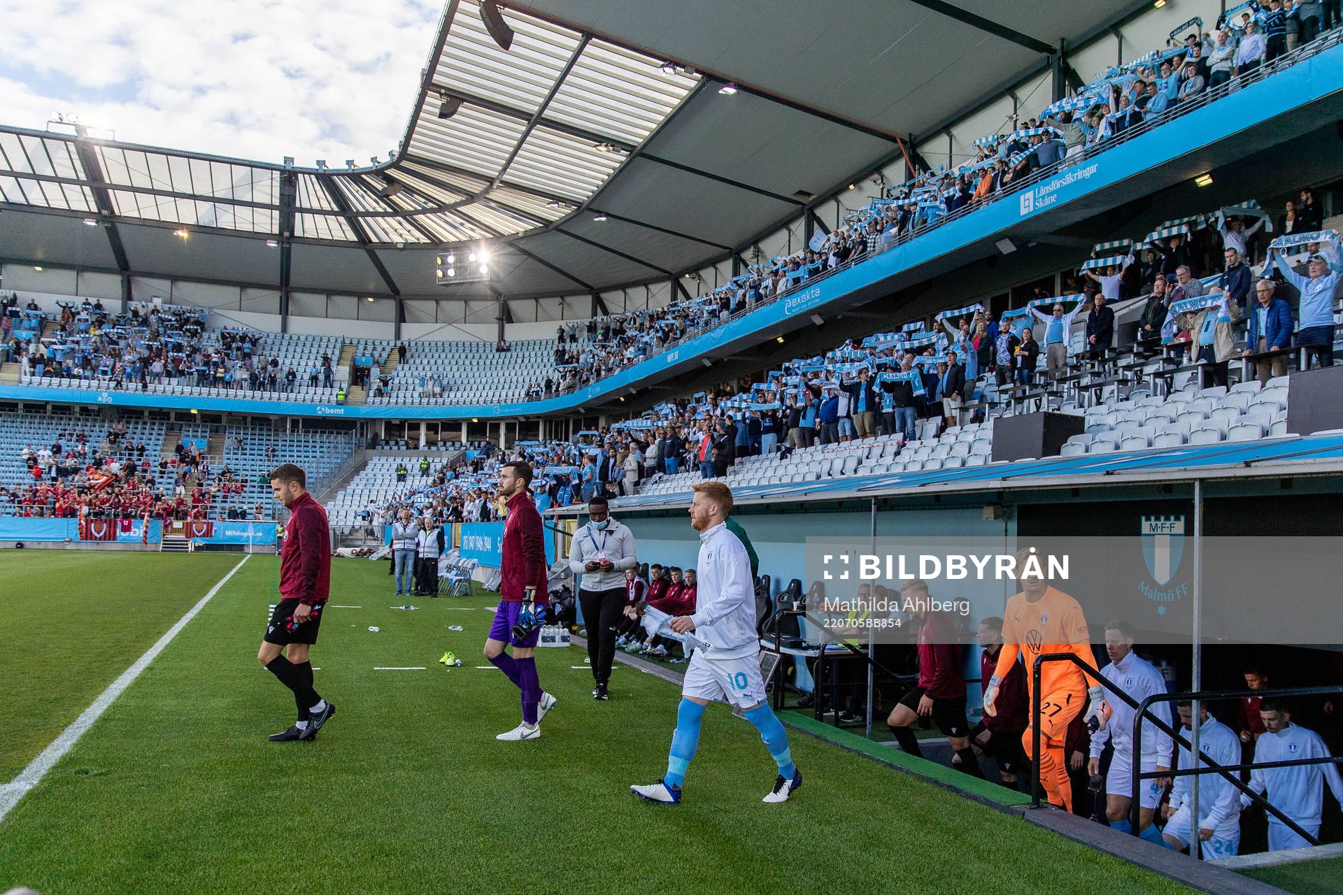 Anders Christiansen and goalkeeper Johan Dahlin of Malmö FF