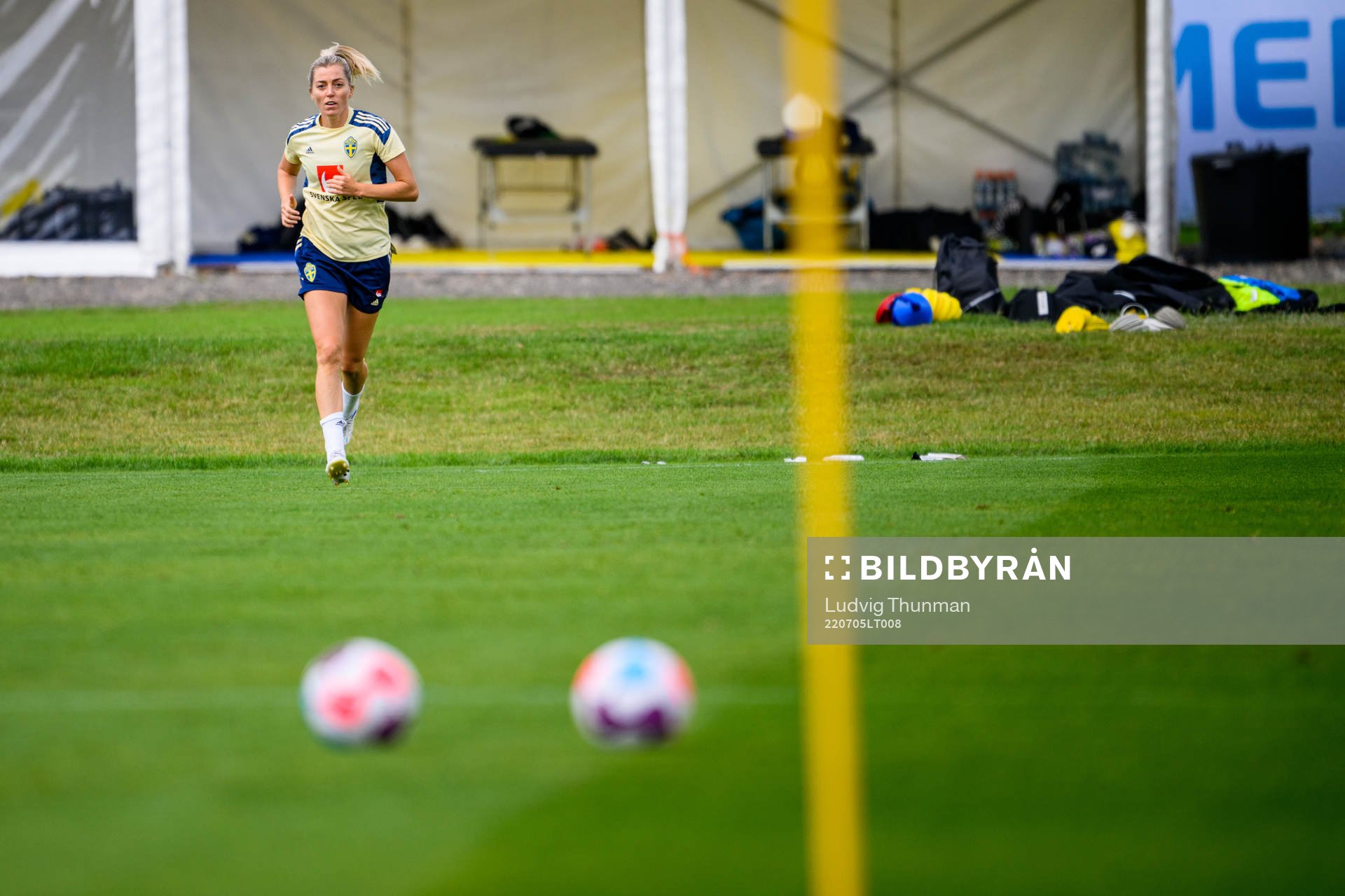 Linda Sembrant during a training session with the the women's Swedish national football team ahead of UEFA Women's Euro 2022 Championship on July 5, 2022 in Chester.