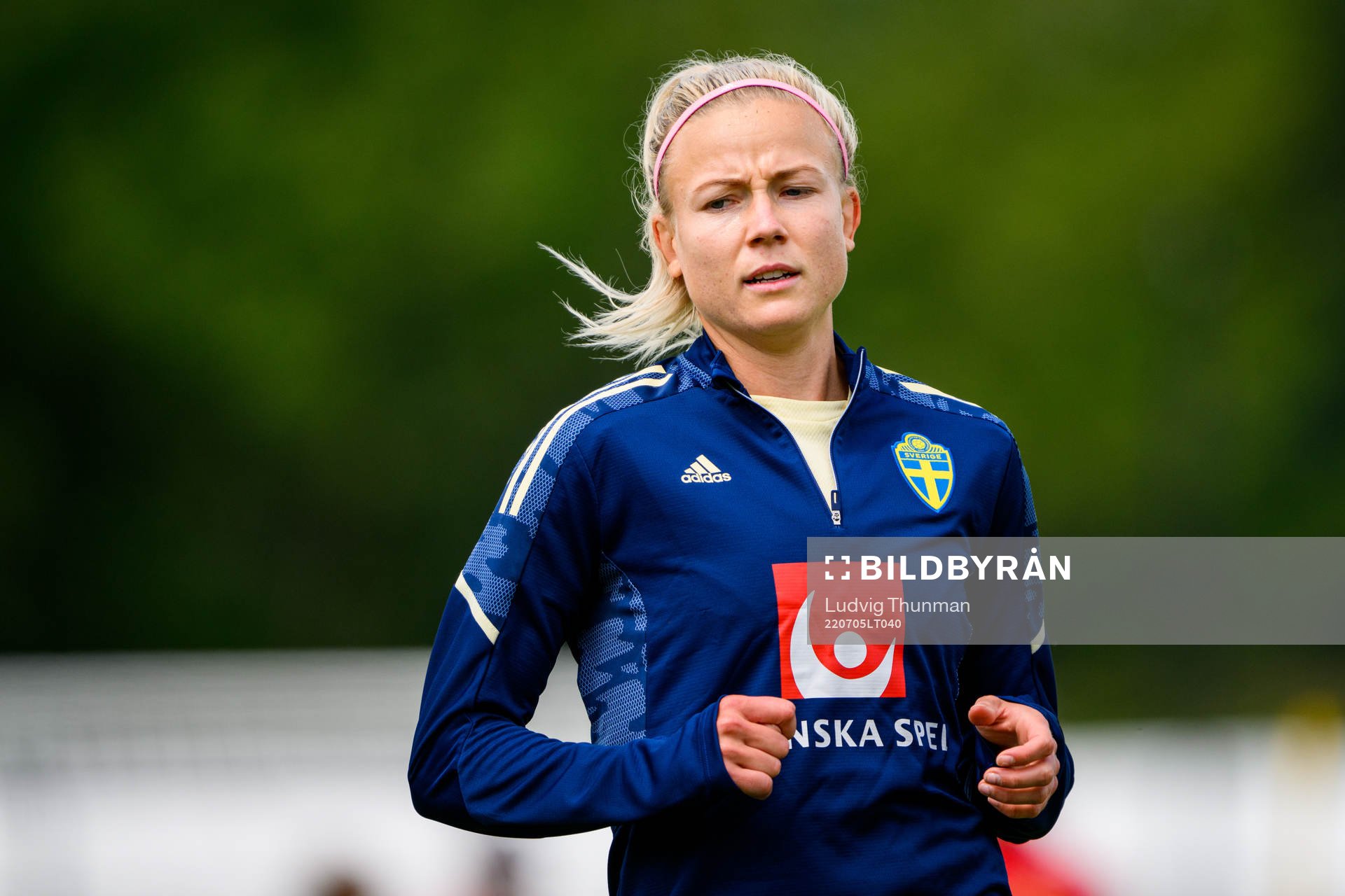 Hanna Glas during a training session with the the women's Swedish national football team ahead of UEFA Women's Euro 2022 Championship on July 5, 2022 in Chester.
