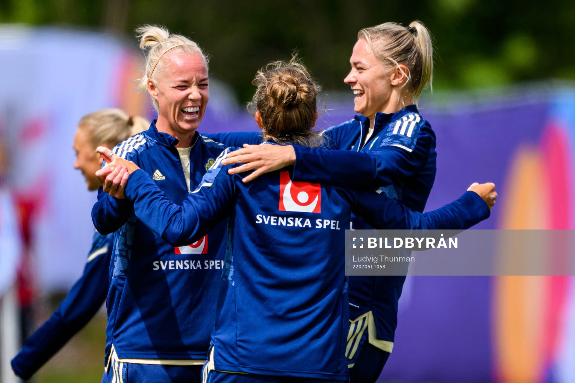 Caroline Seger and Fridolina Rolfö celebrate