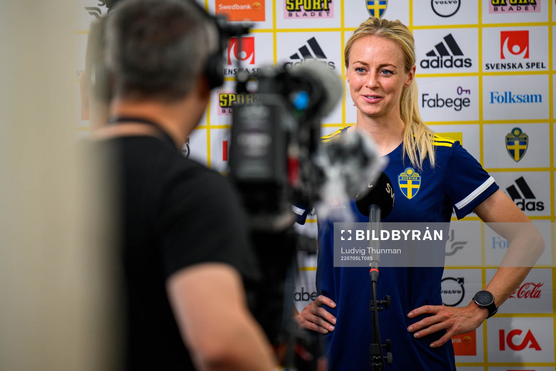 Amanda Ilestedt is interviewed by the media