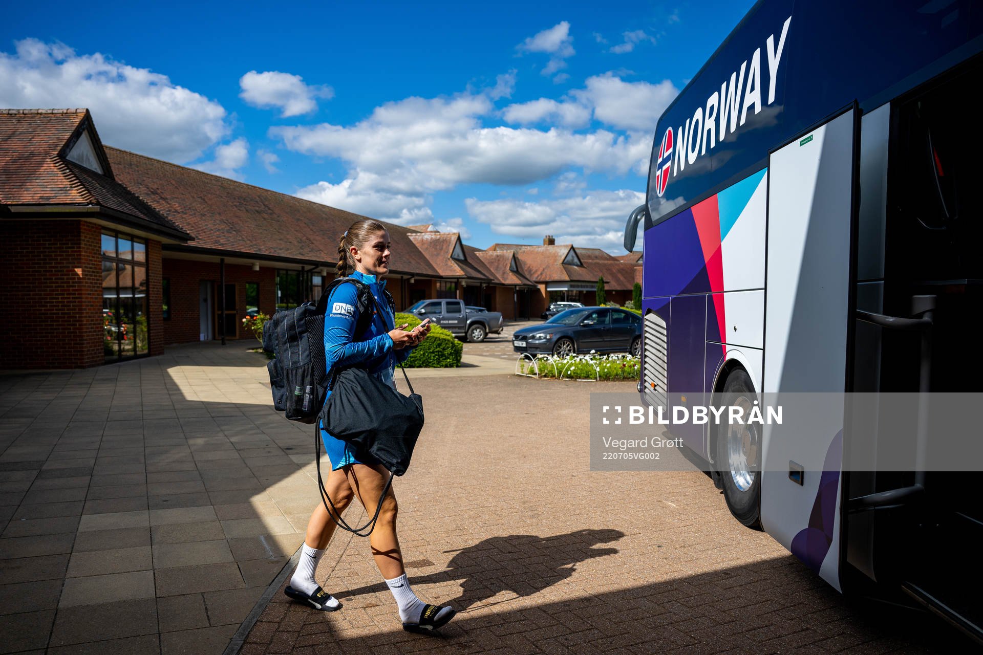 Maren Mjelde of the Norwegian national football team walks