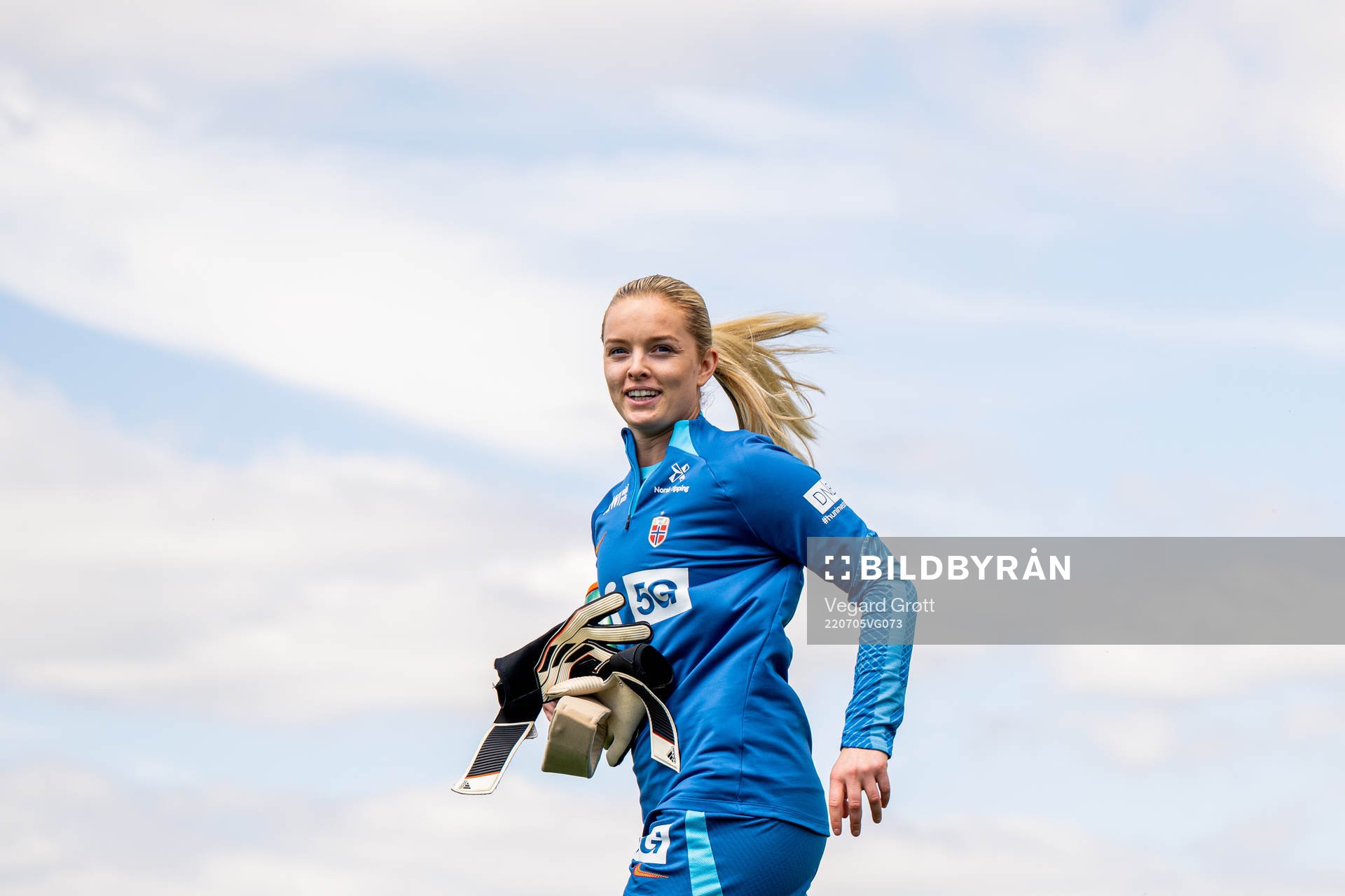 Goalkeeper Guro Pettersen of the Norwegian national