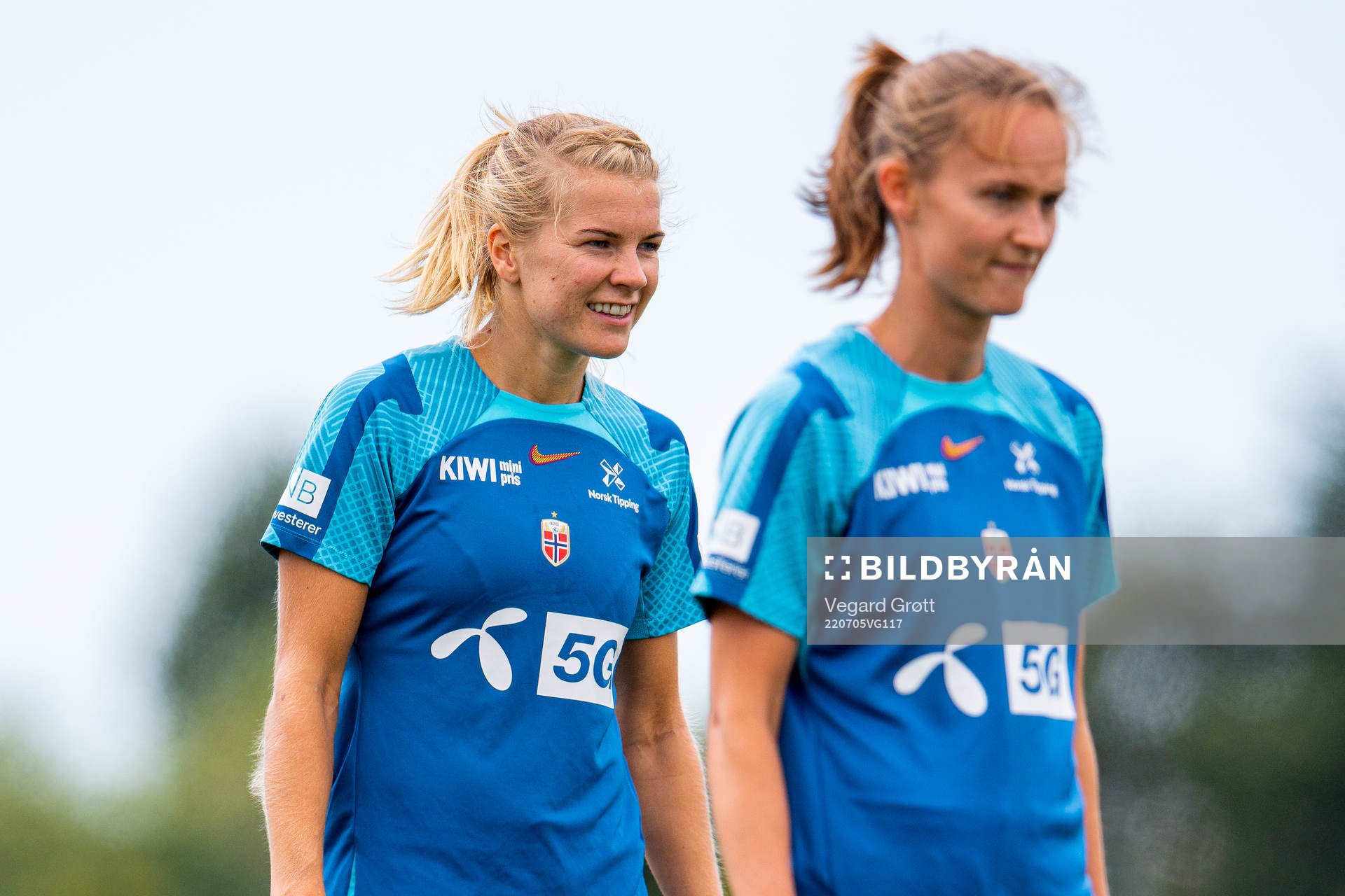 Ada Hegerberg and Caroline Graham Hansen of the Norwegian