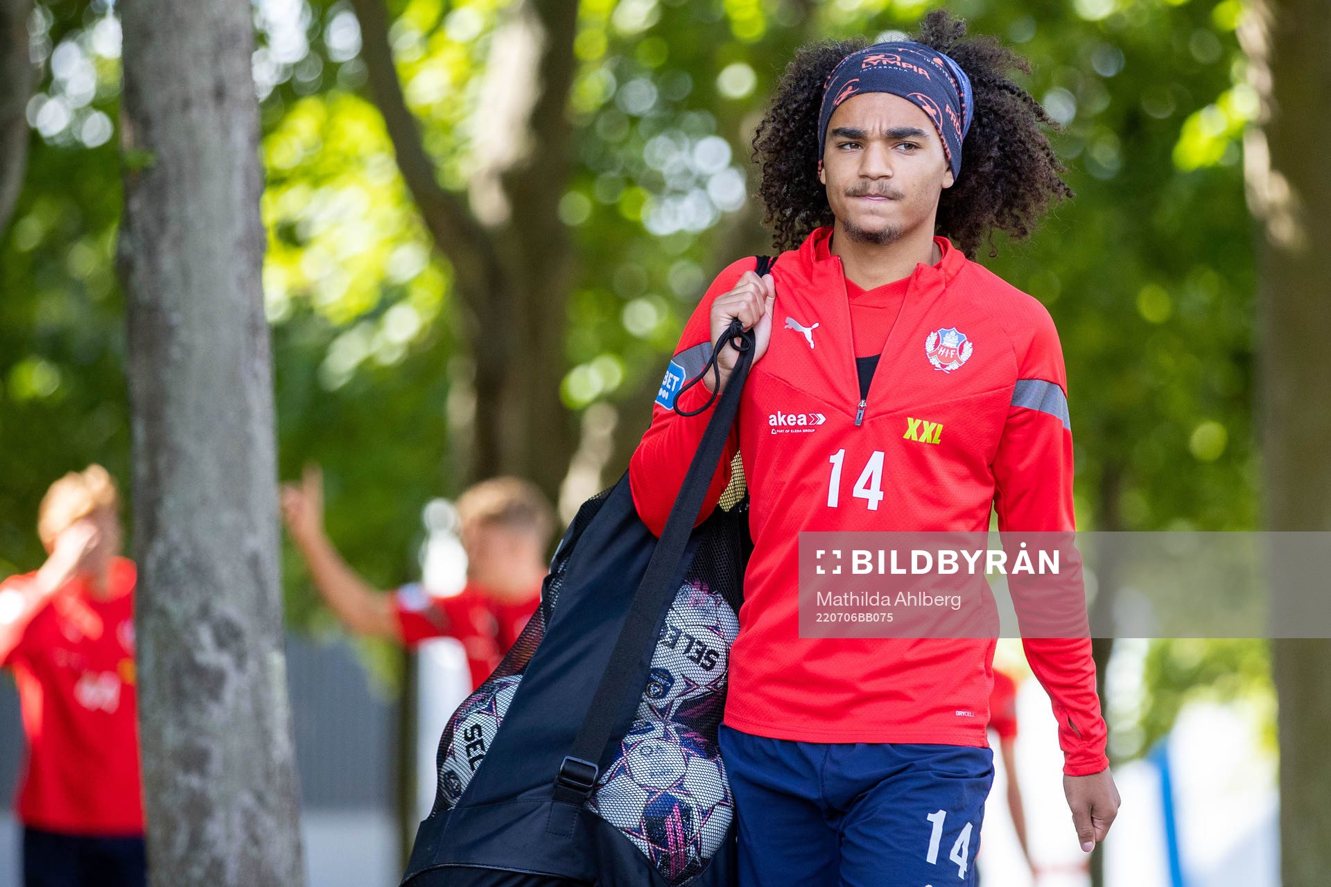 Adam Kaied under en träning med Helsingborg den 6 juli 2022 i Helsingborg. 