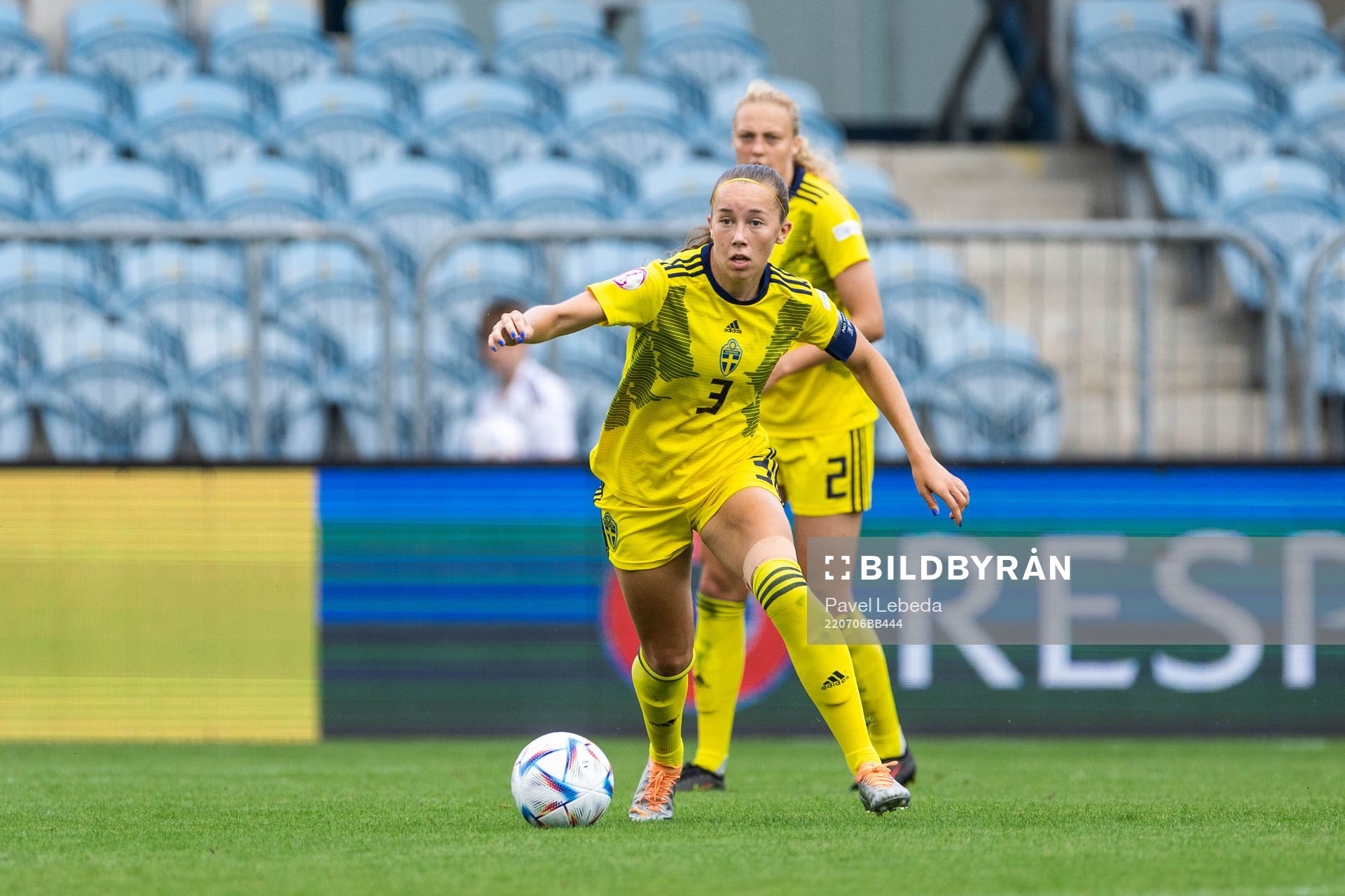 Athinna Persson Lundgren of Sweden during the football semifinal match in The UEFA Womens Under-19 European Championships on July 06 in Opava, Czech Republic.