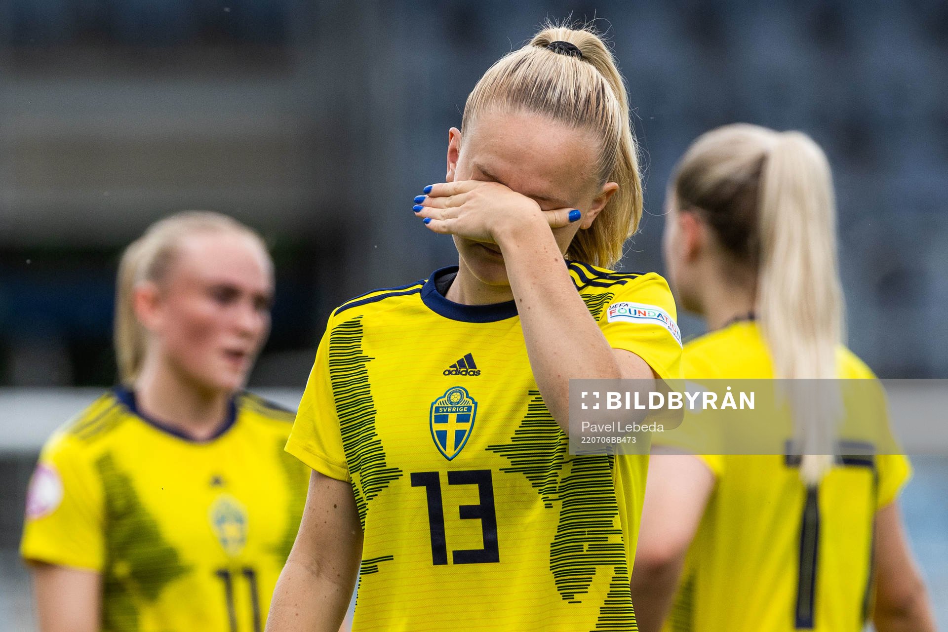 Matilda Vinberg of Sweden looks dejected