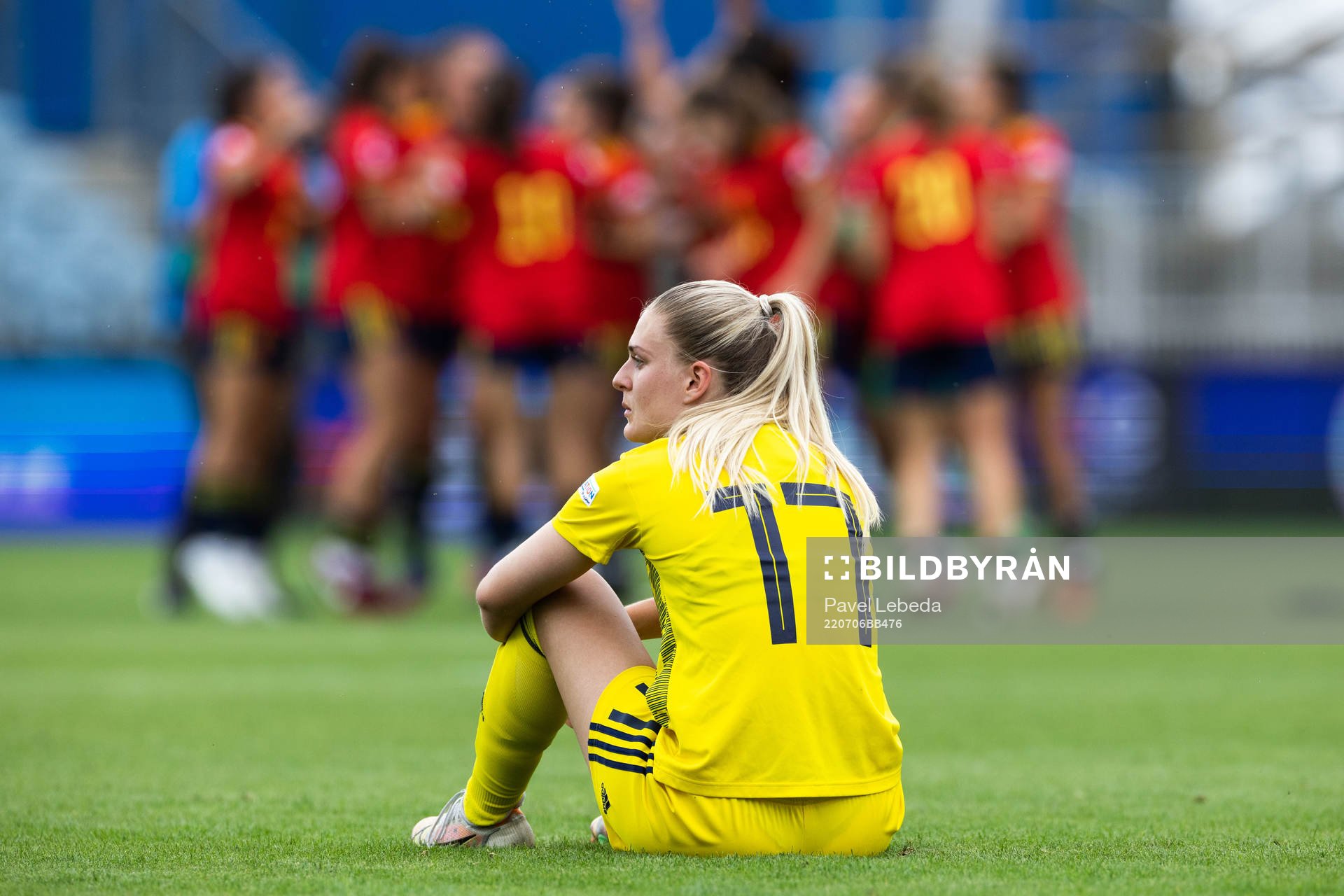 Lisa Björk of Sweden looks dejected