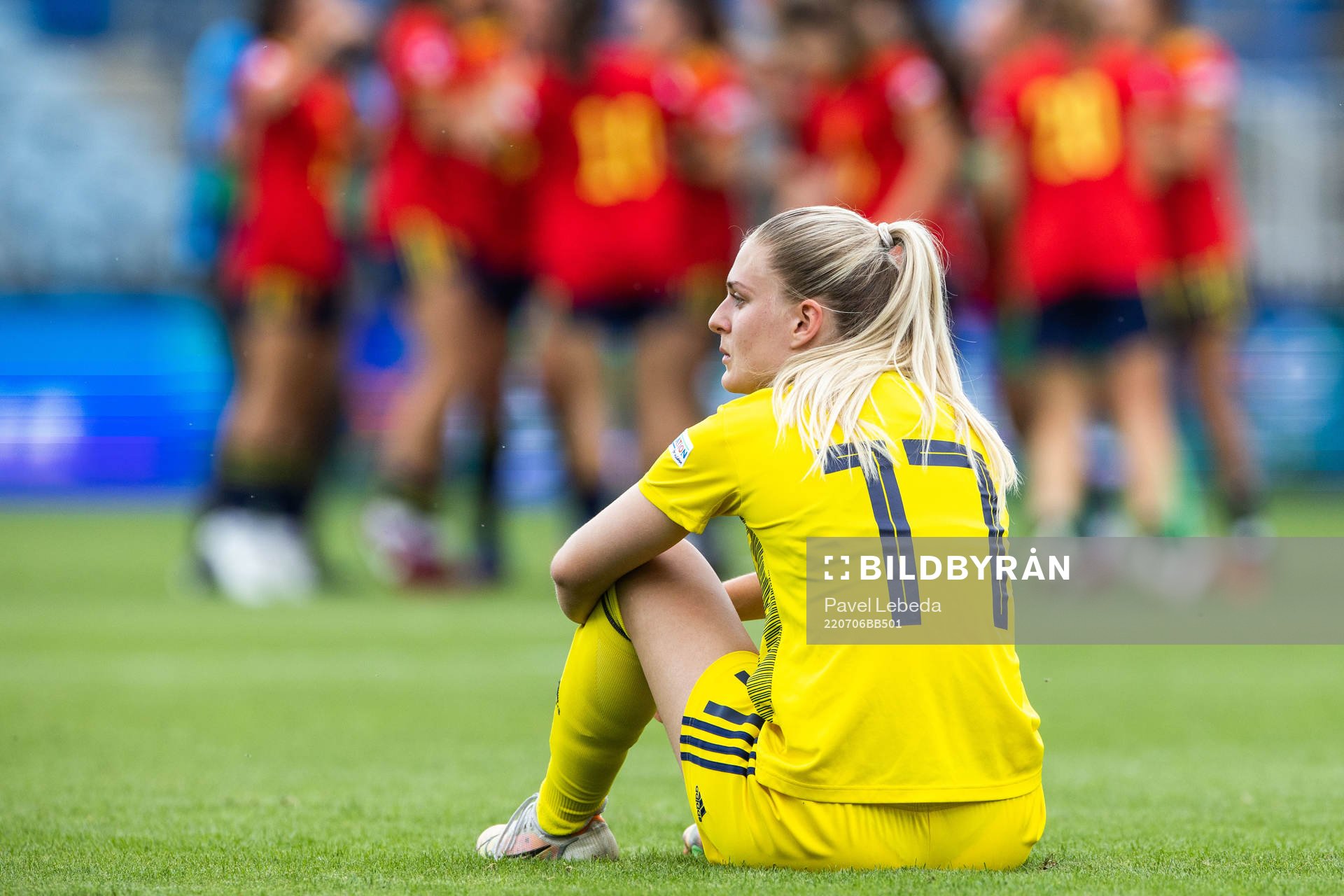 Lisa Björk of Sweden looks dejected