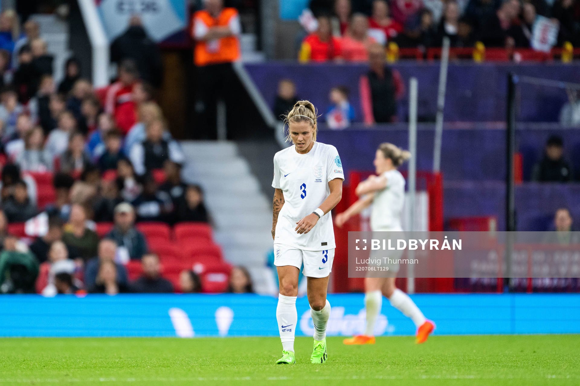 Rachel Daly of England looks dejected