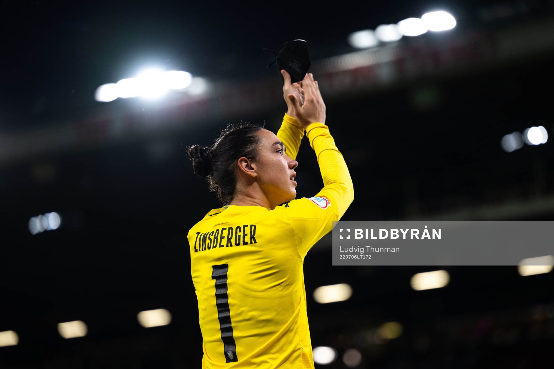 Goalkeeper Manuela Zinsberger of Austria after the UEFA Women's Euro 2022 group stage match between England and Austria on July 6, 2022 in Manchester.