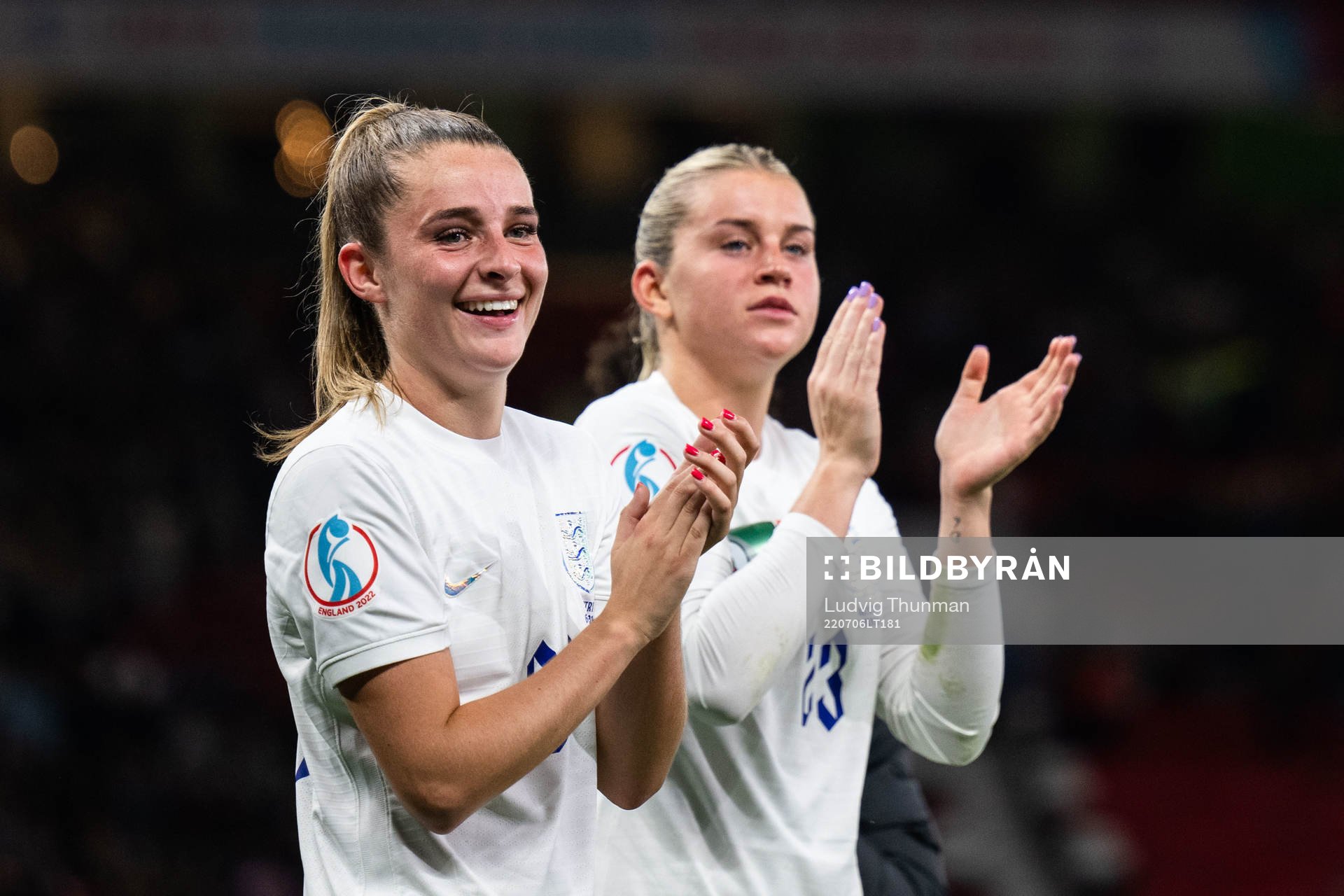 Alessia Russo and Georgia Stanway of England celebrates