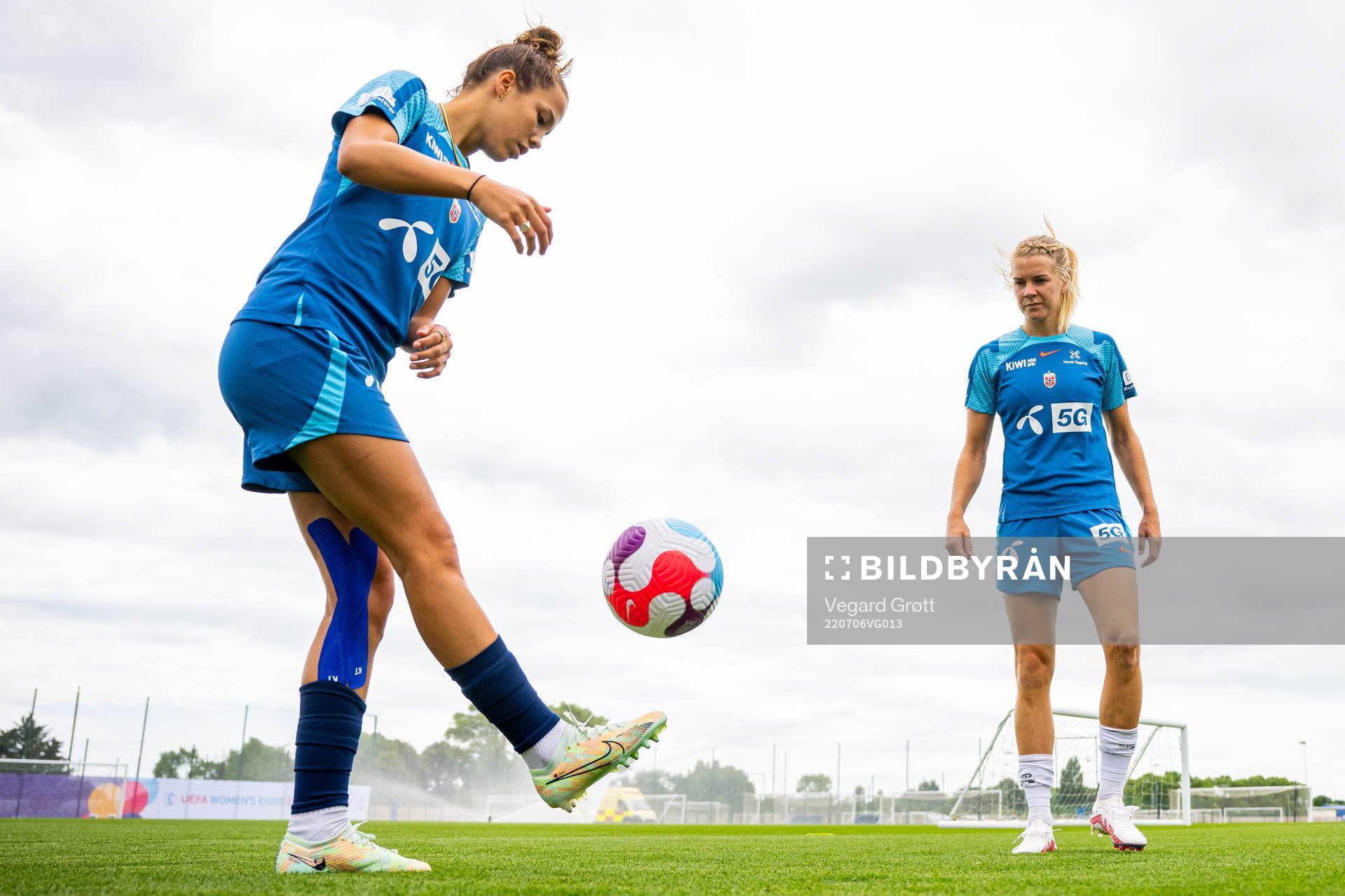 Celin Bizet Ildhusøy and Ada Hegerberg of the Norwegian