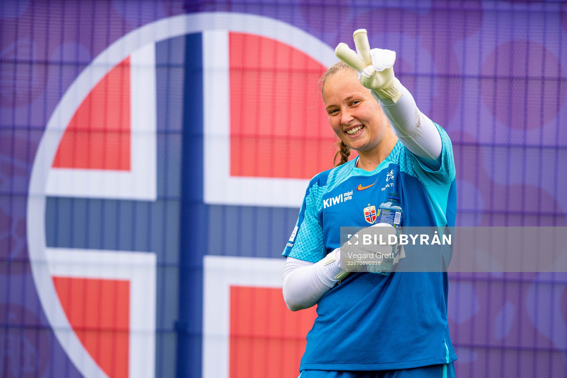Goalkeeper Aurora Mikalsen of the Norwegian national