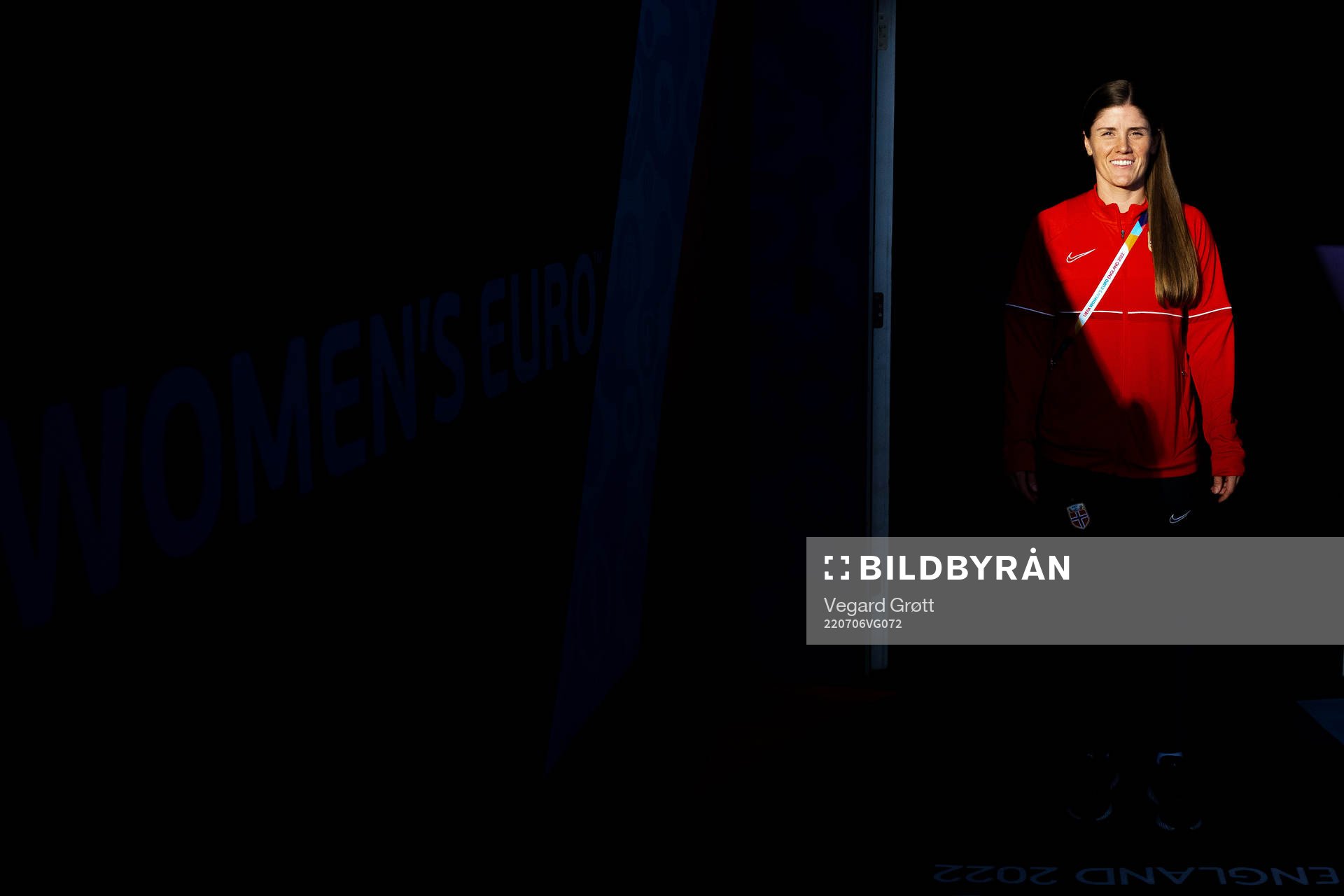 Maren Mjelde of the Norwegian national football team enters