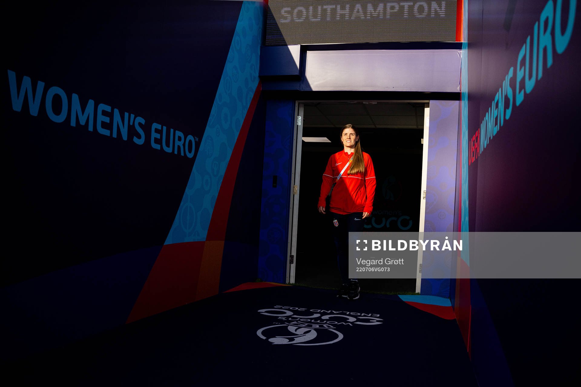 Maren Mjelde of the Norwegian national football team enters