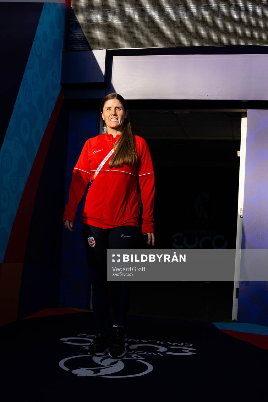 Maren Mjelde of the Norwegian national football team enters