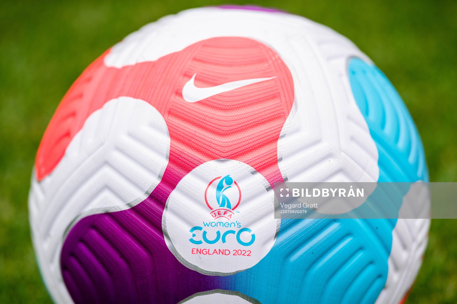 The official matchball during the UEFA Women's Euro 2022 Championship on July 6, 2022 in Brighton.