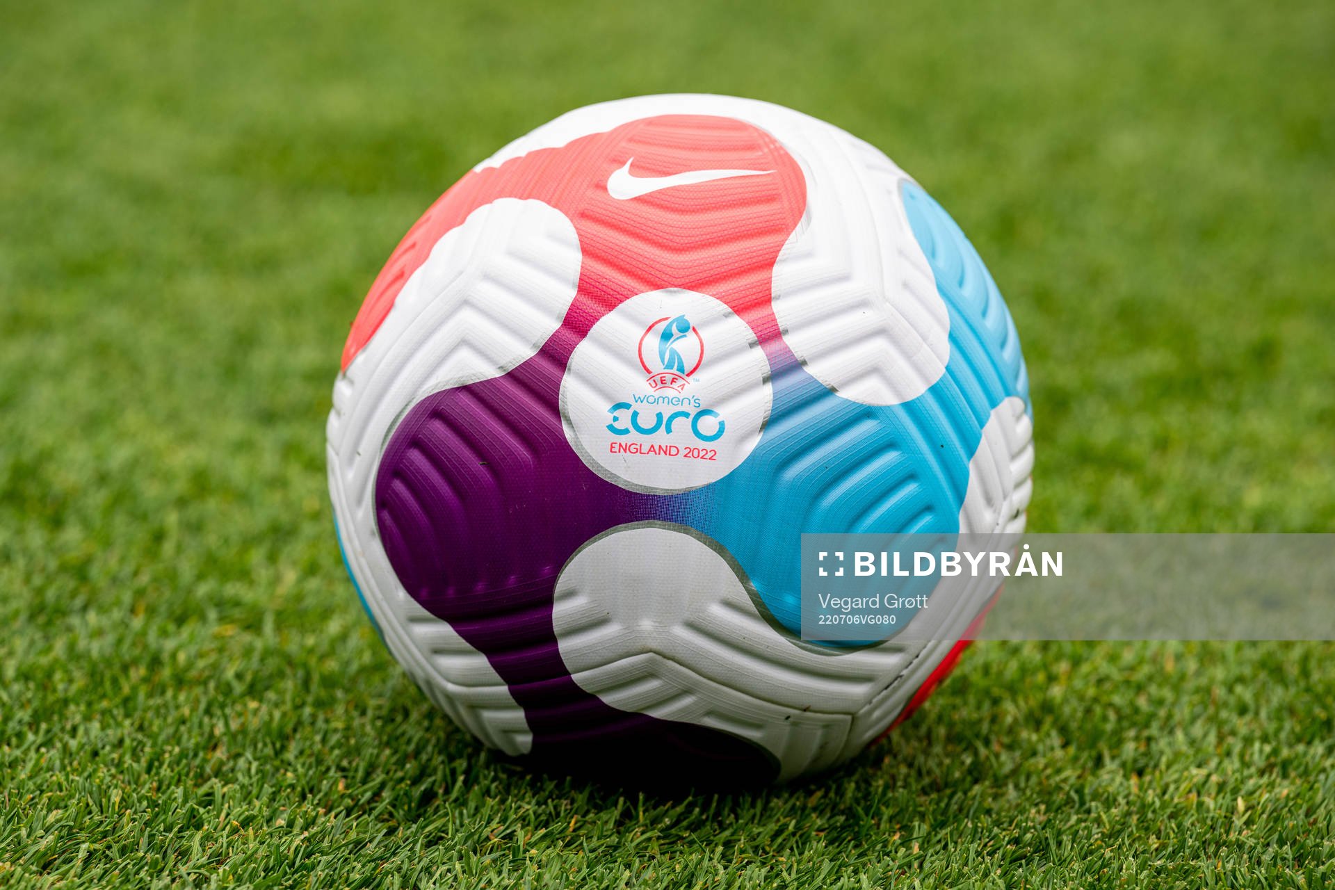 The official matchball during the UEFA Women's Euro 2022 Championship on July 6, 2022 in Brighton.
