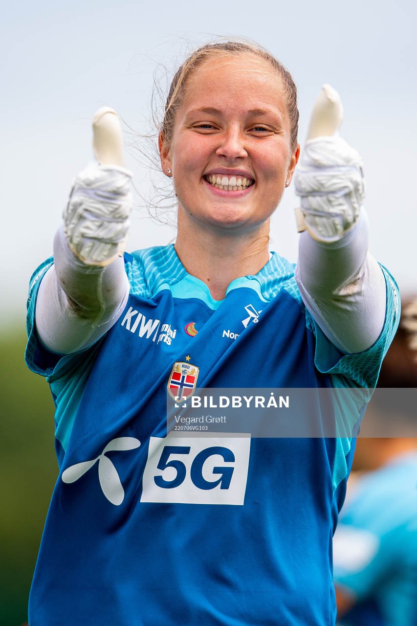 Goalkeeper Aurora Mikalsen of the Norwegian national