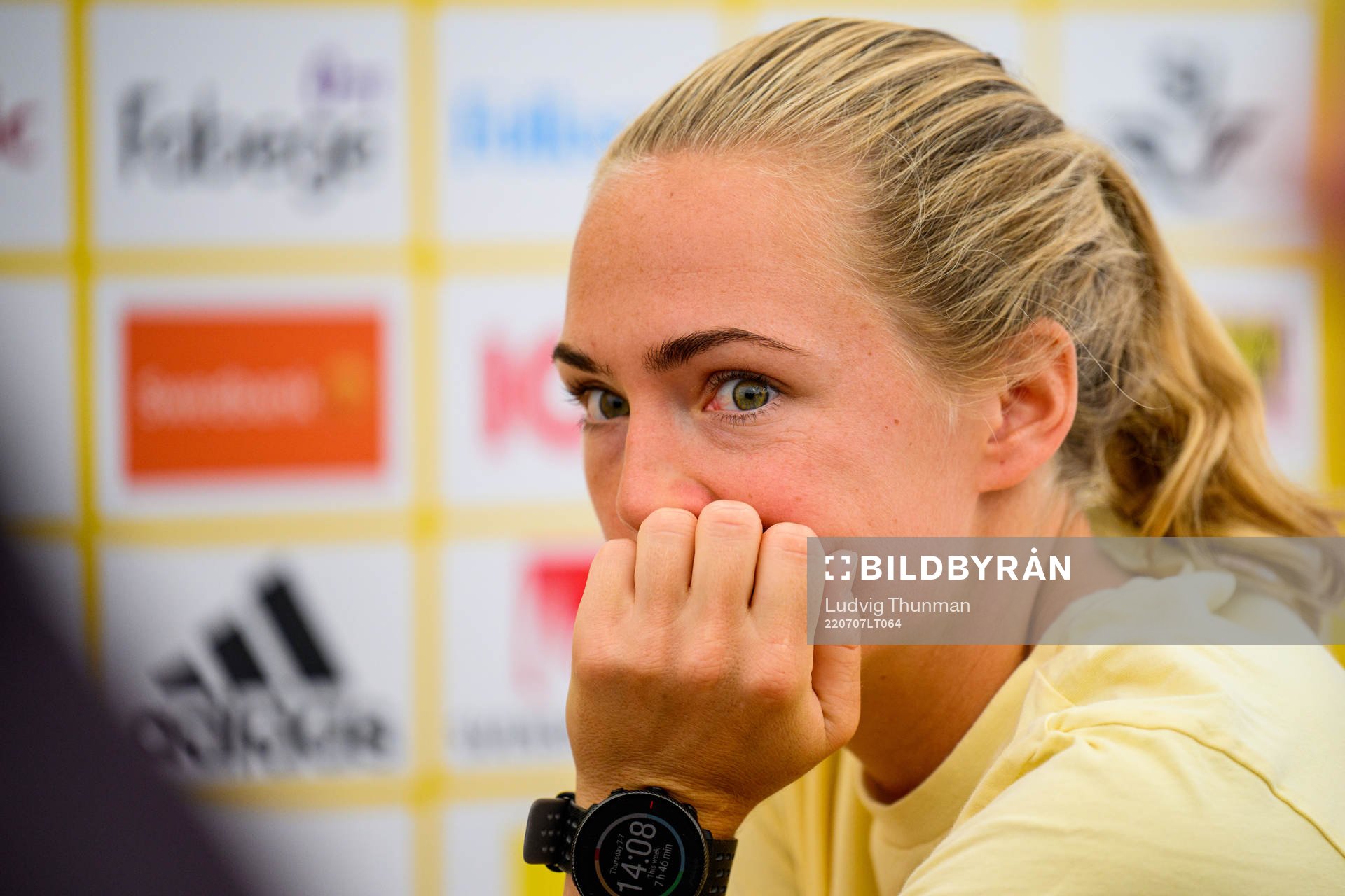 Magdalena Eriksson is interviewed by the media