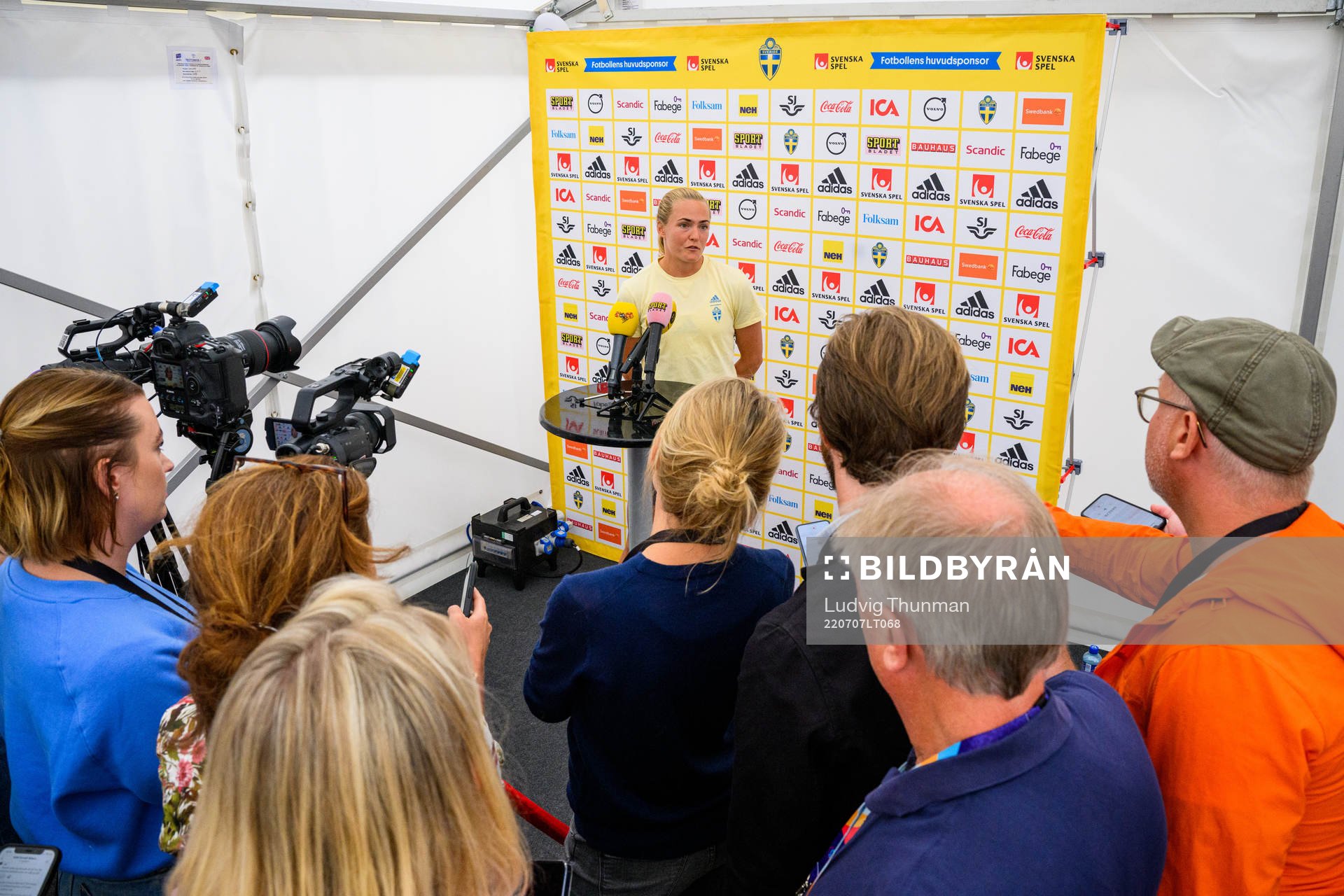 Magdalena Eriksson is interviewed by the media