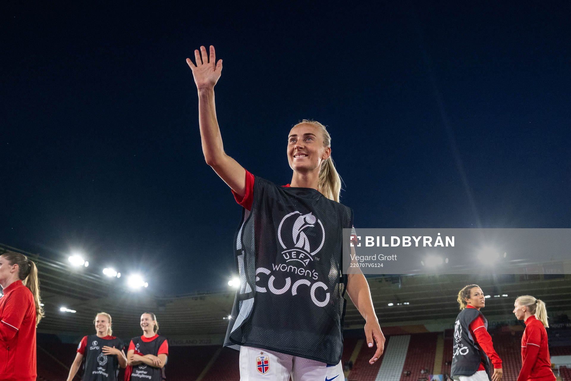 Anja Sønstevold of Norway celebrates after the UEFA Women's Euro 2022 group stage match between Norway and Northern Ireland on July 7, 2022 in Southampton. 