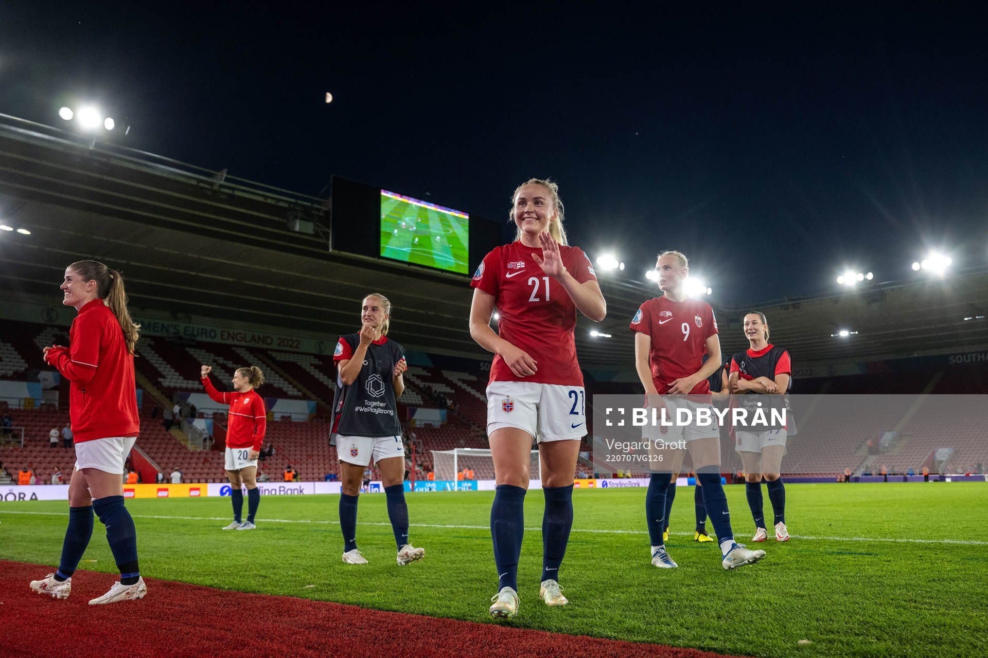 Anna Jøsendal celebrates after the UEFA Women's Euro 2022 group stage match between Norway and Northern Ireland on July 7, 2022 in Southampton.