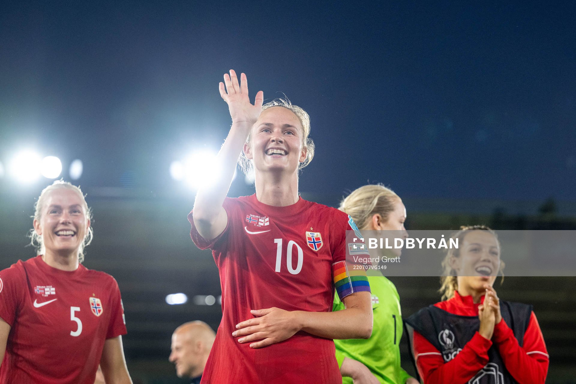 Caroline Graham Hansen of Norway celebrates after the UEFA Women's Euro 2022 group stage match between Norway and Northern Ireland on July 7, 2022 in Southampton.