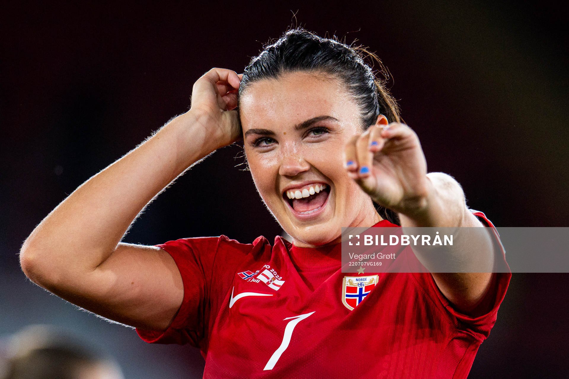 Ingrid Syrstad Engen of Norway celebrates