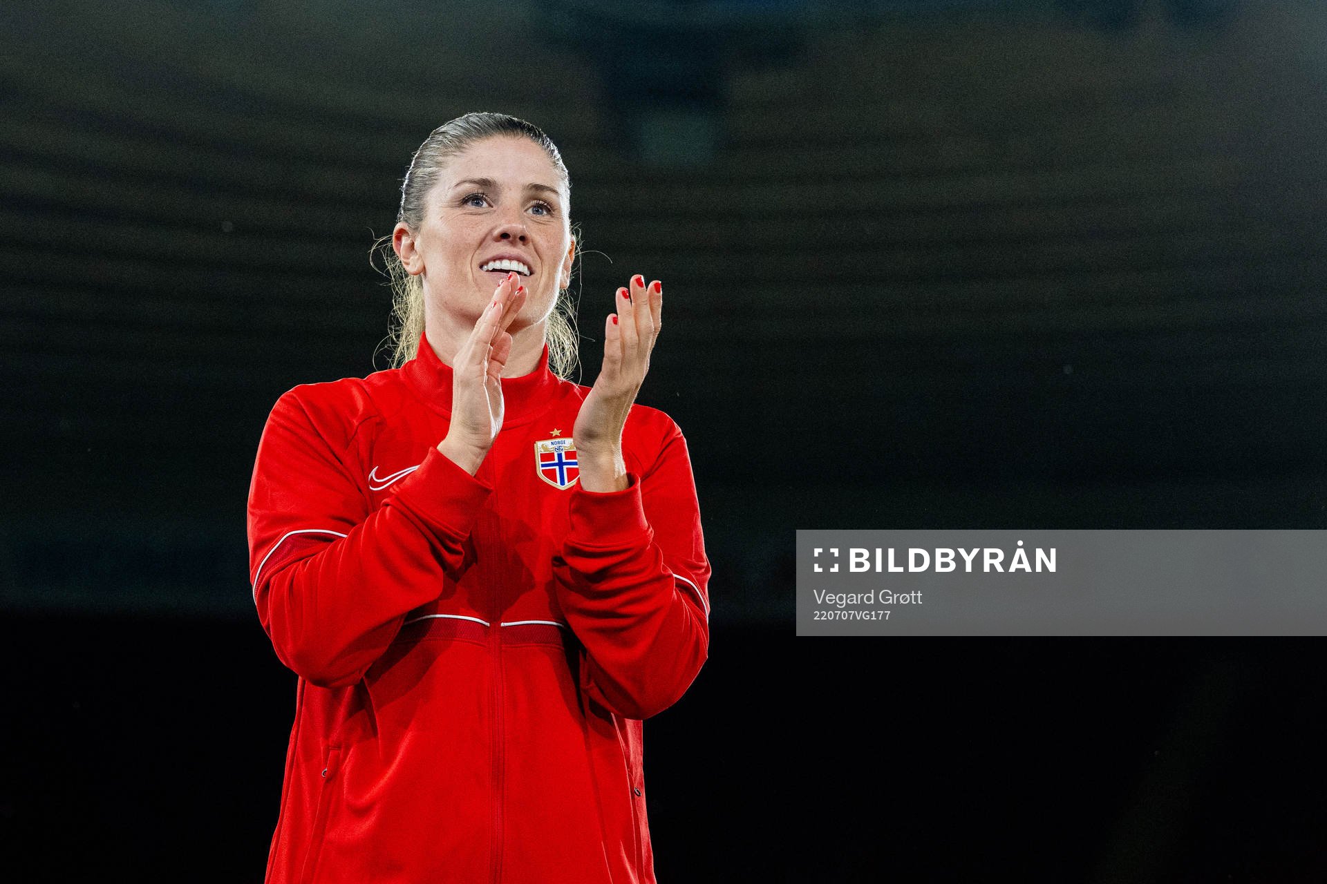 Maren Mjelde of Norway celebrates