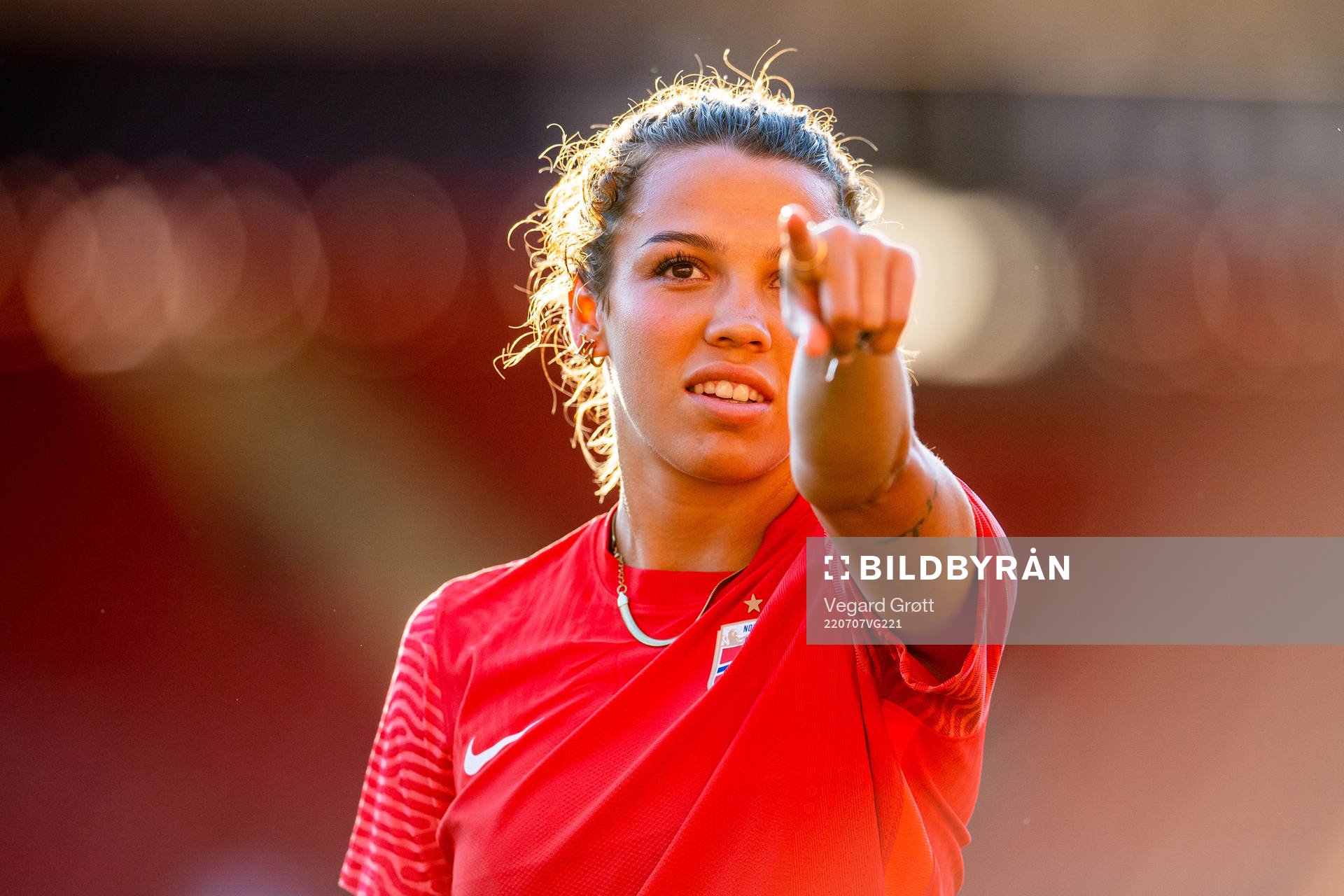 Celin Bizet Ildhusøy of Norway warms up ahead of the UEFA Women's Euro 2022 group stage match between Norway and Northern Ireland on July 7, 2022 in Southampton.