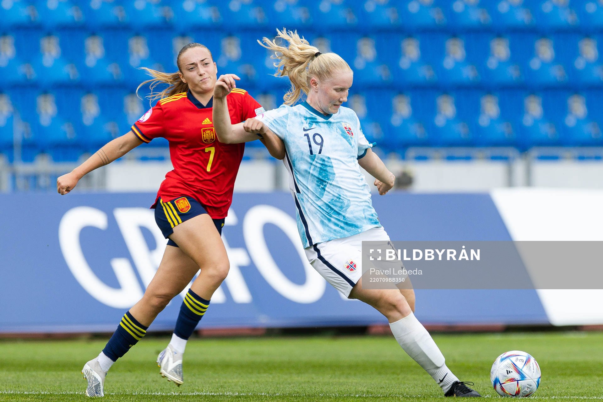 Synne Brønstad of Norway during the UEFA Womens Under-19 European Championships final between Spain and Norway on July 9, 2022 in Ostrava.