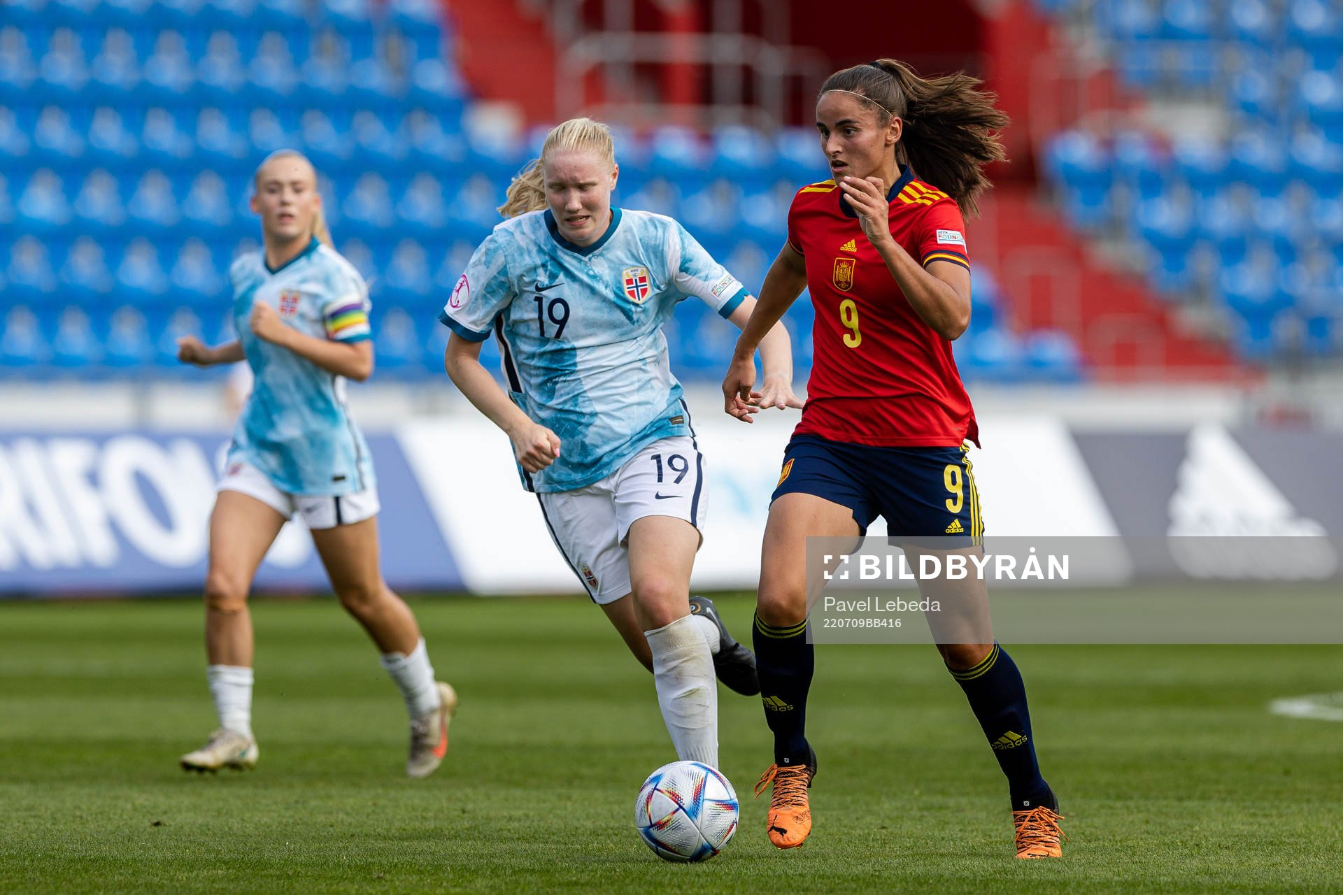 Synne Brønstad of Norway during the UEFA Womens Under-19 European Championships final between Spain and Norway on July 9, 2022 in Ostrava.