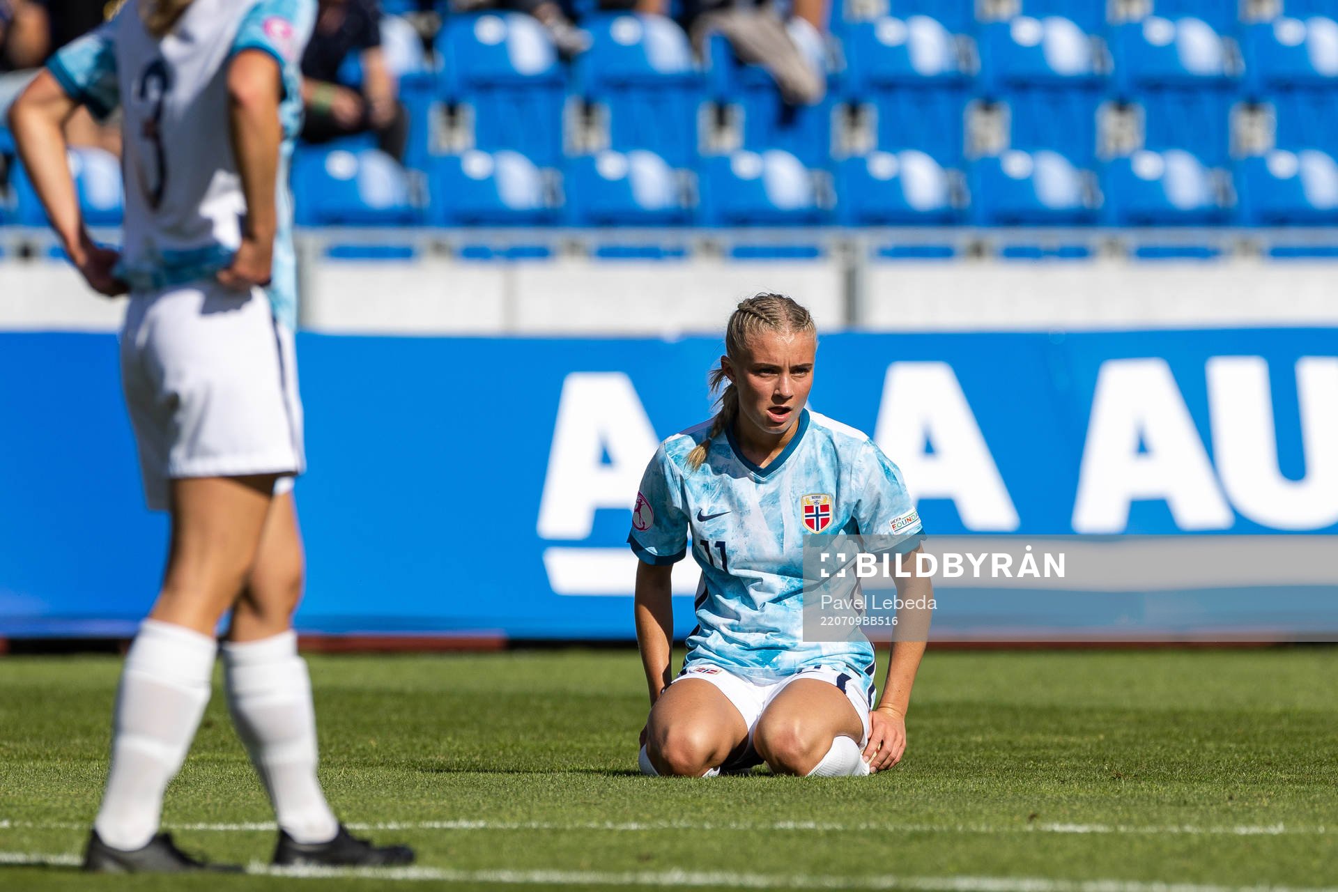 Thea Kyvåg of Norway looks dejected