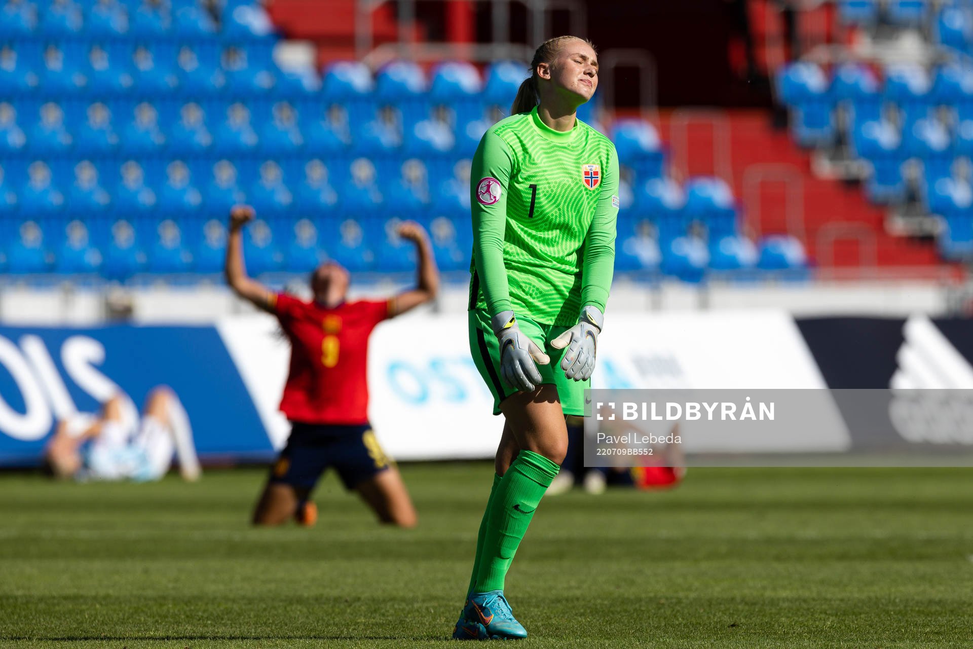 Goalkeeper Selma Panengstuen of Norway looks dejected