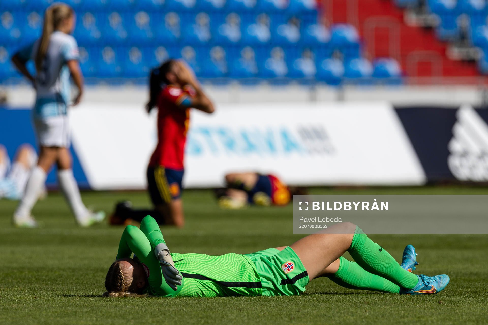 Goalkeeper Selma Panengstuen of Norway looks dejected