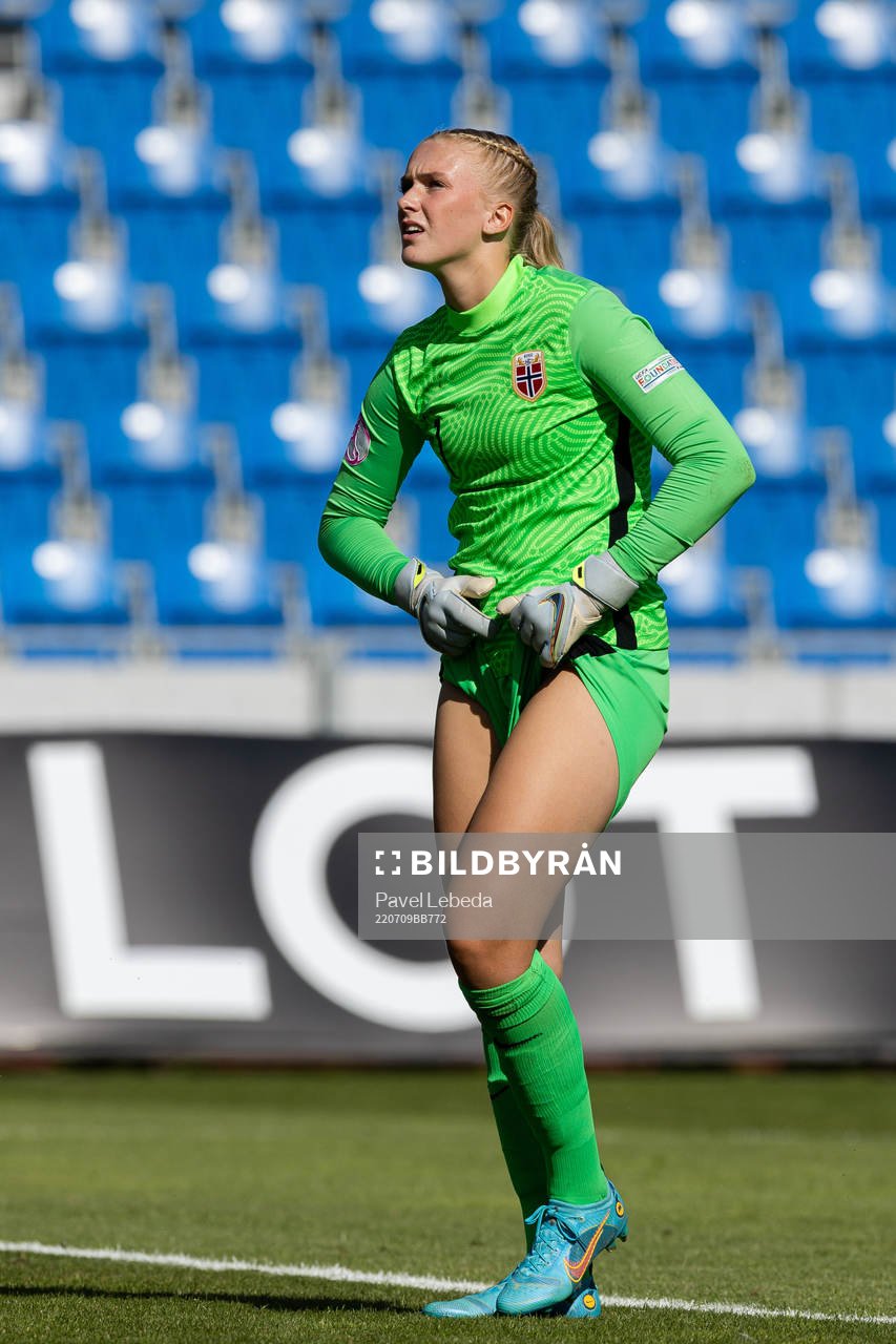 Goalkeeper Selma Panengstuen of Norway looks dejected
