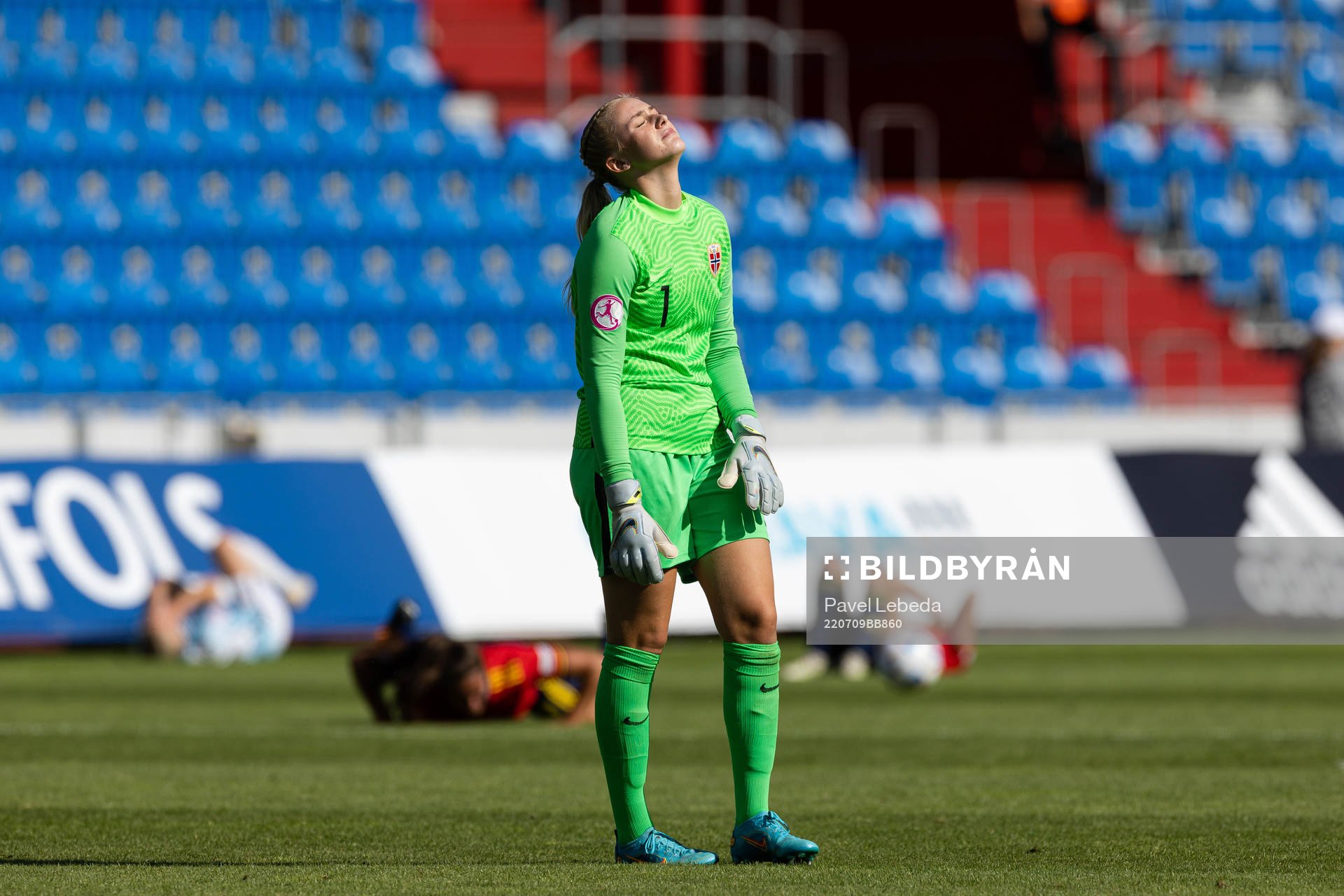 Goalkeeper Selma Panengstuen of Norway looks dejected