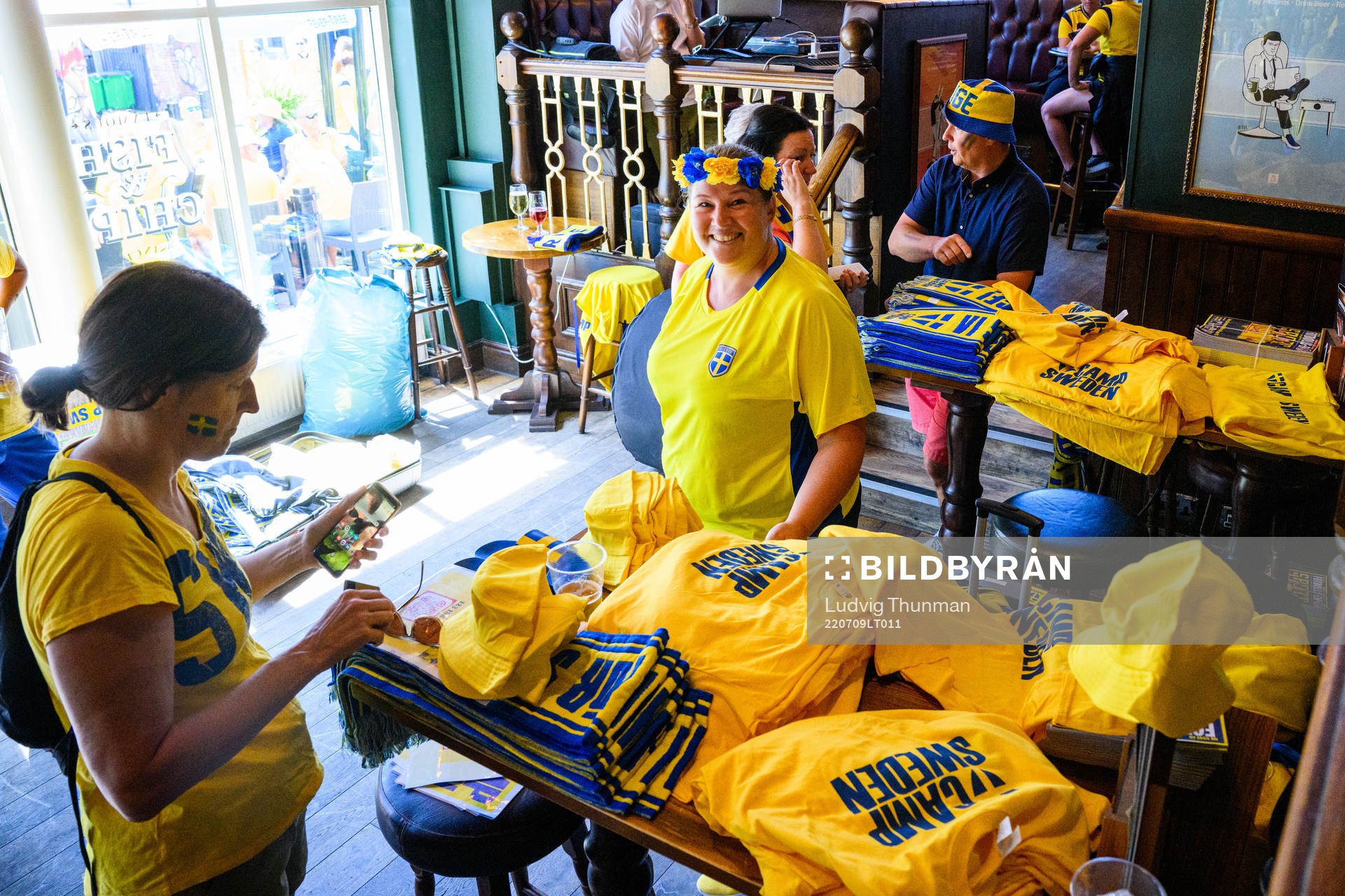 Camp Sweden sells fan merchandise in downtown Sheffield