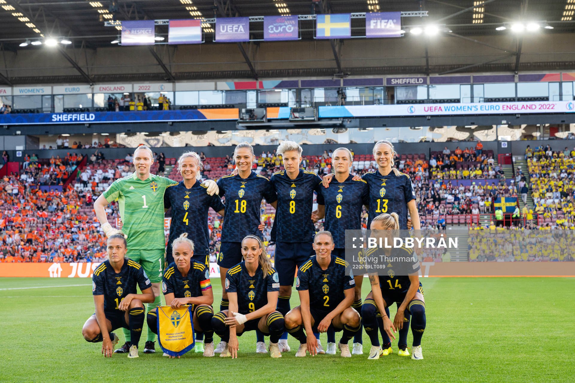 The starting eleven of Sweden pose for a team photo