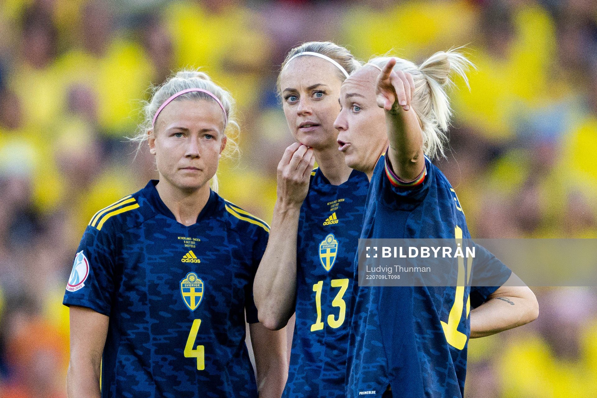 Hanna Glas , Amanda Ilestedt and Caroline Seger of Sweden
