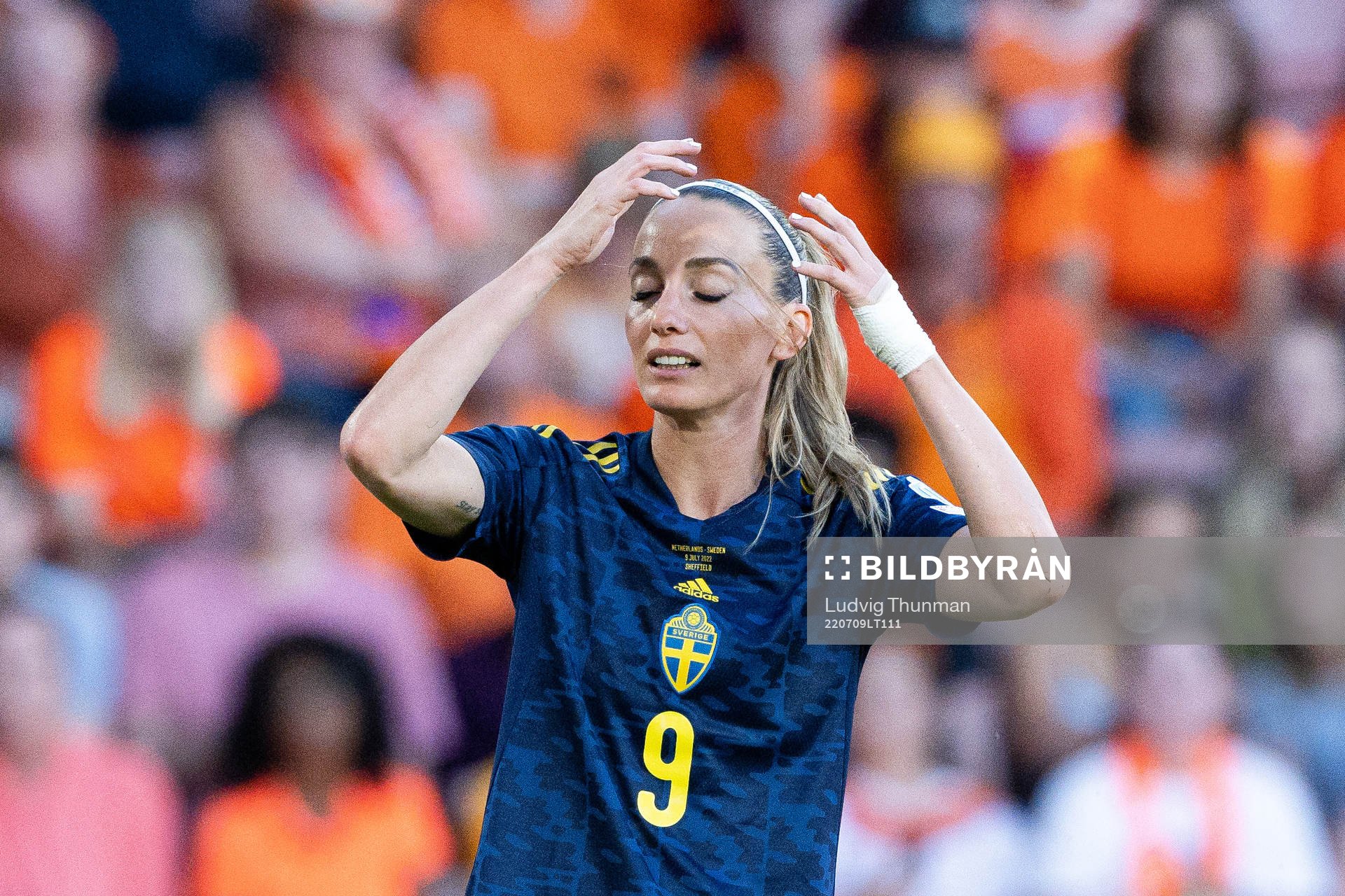 Kosovare Asllani of Sweden looks dejected