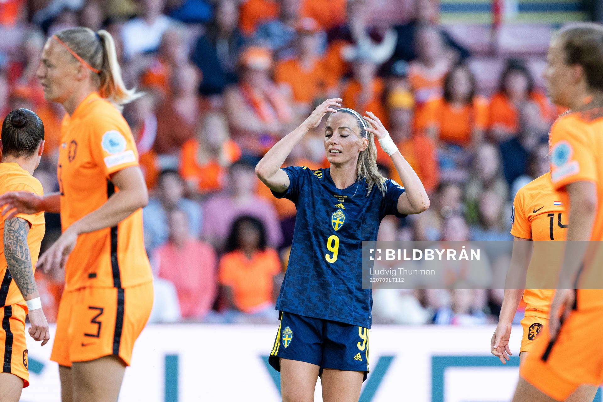 Kosovare Asllani of Sweden looks dejected