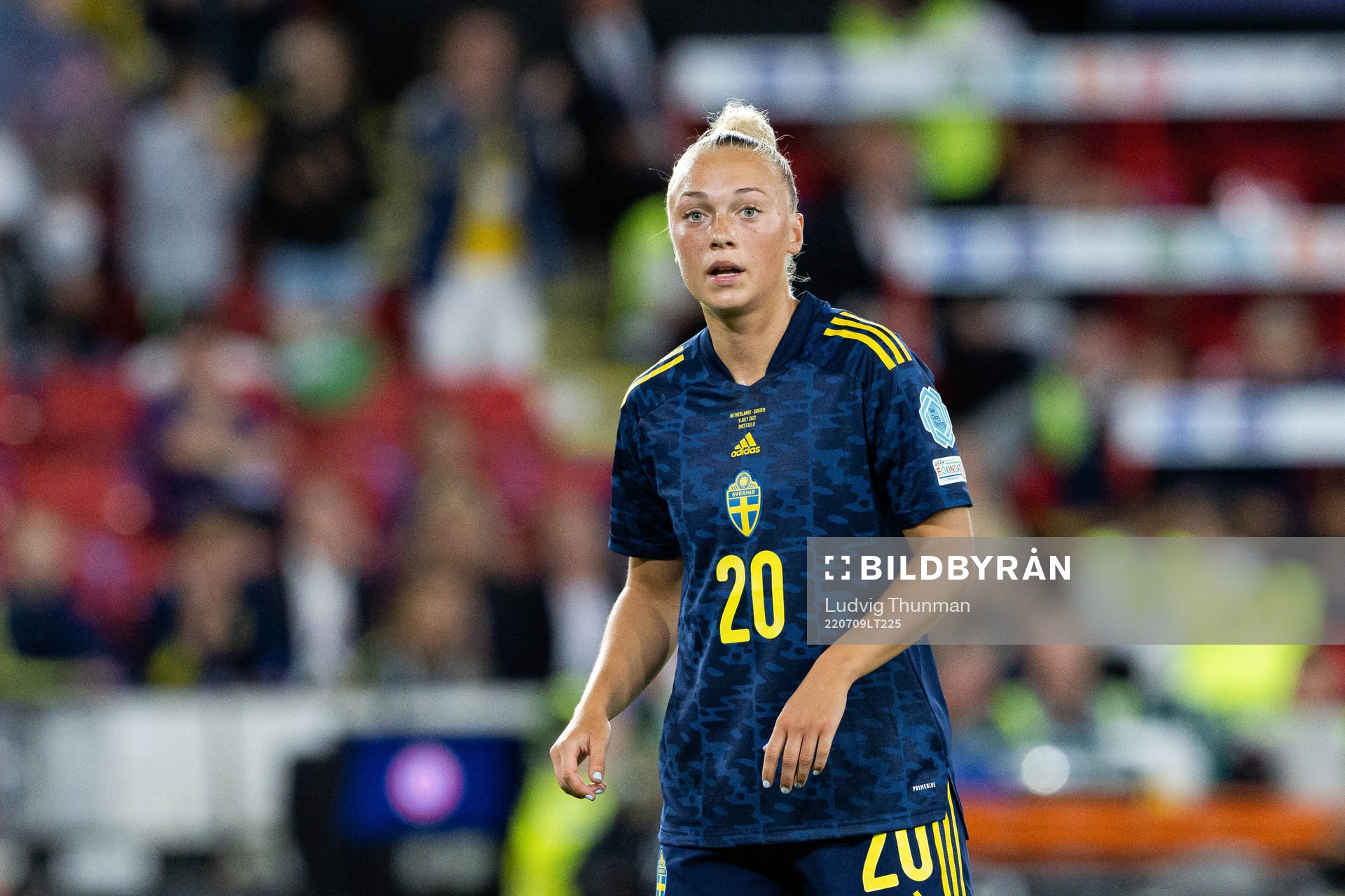Hanna Bennison of Sweden during the UEFA Women's Euro 2022 group stage match between Netherlands and the Sweden on July 9, 2022 in Sheffield.