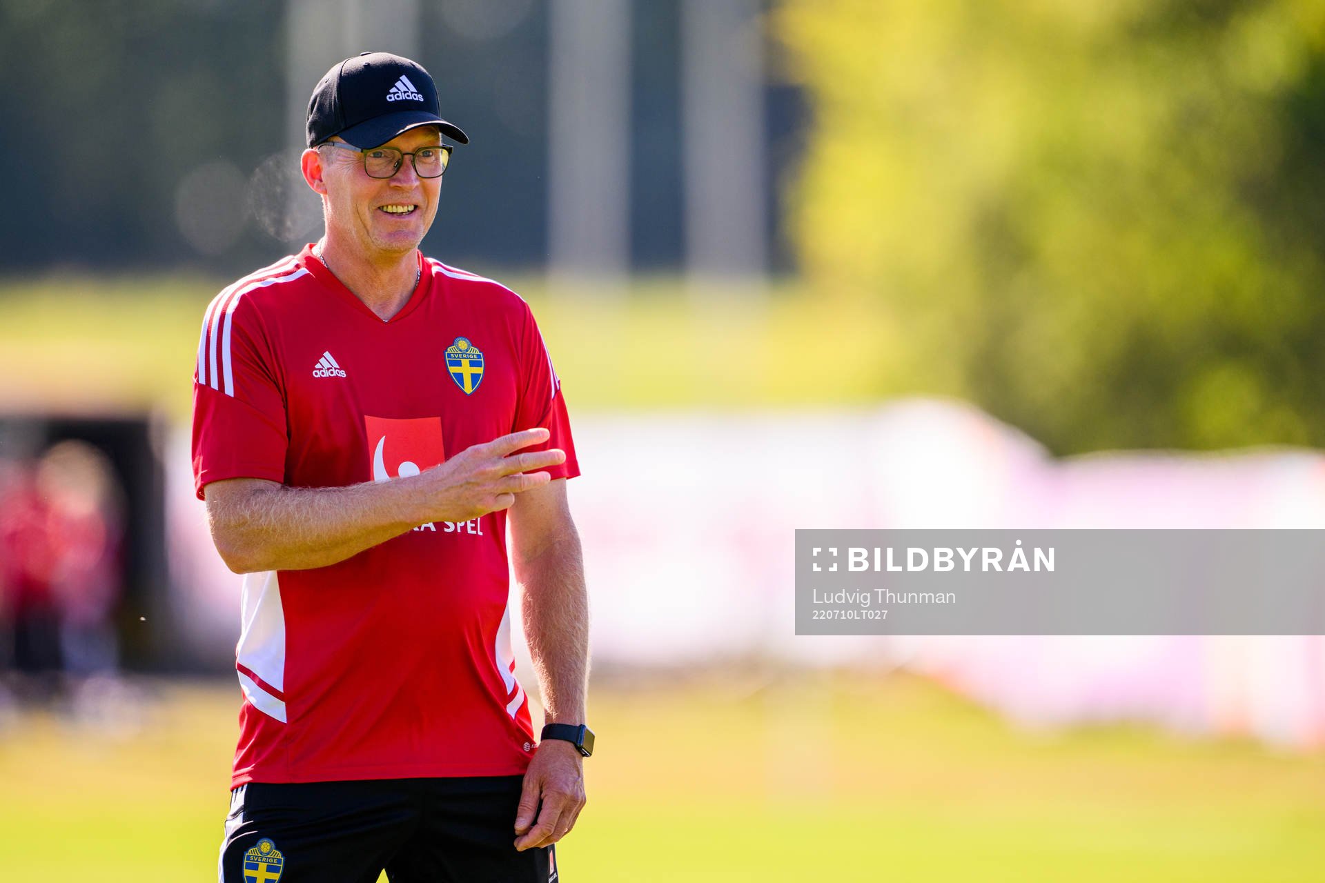 Leif Troedsson, goalkeeper coach of the Swedish national football team at a training session during the UEFA Women's Euro 2022 Championship on July 10, 2022 in Chester.