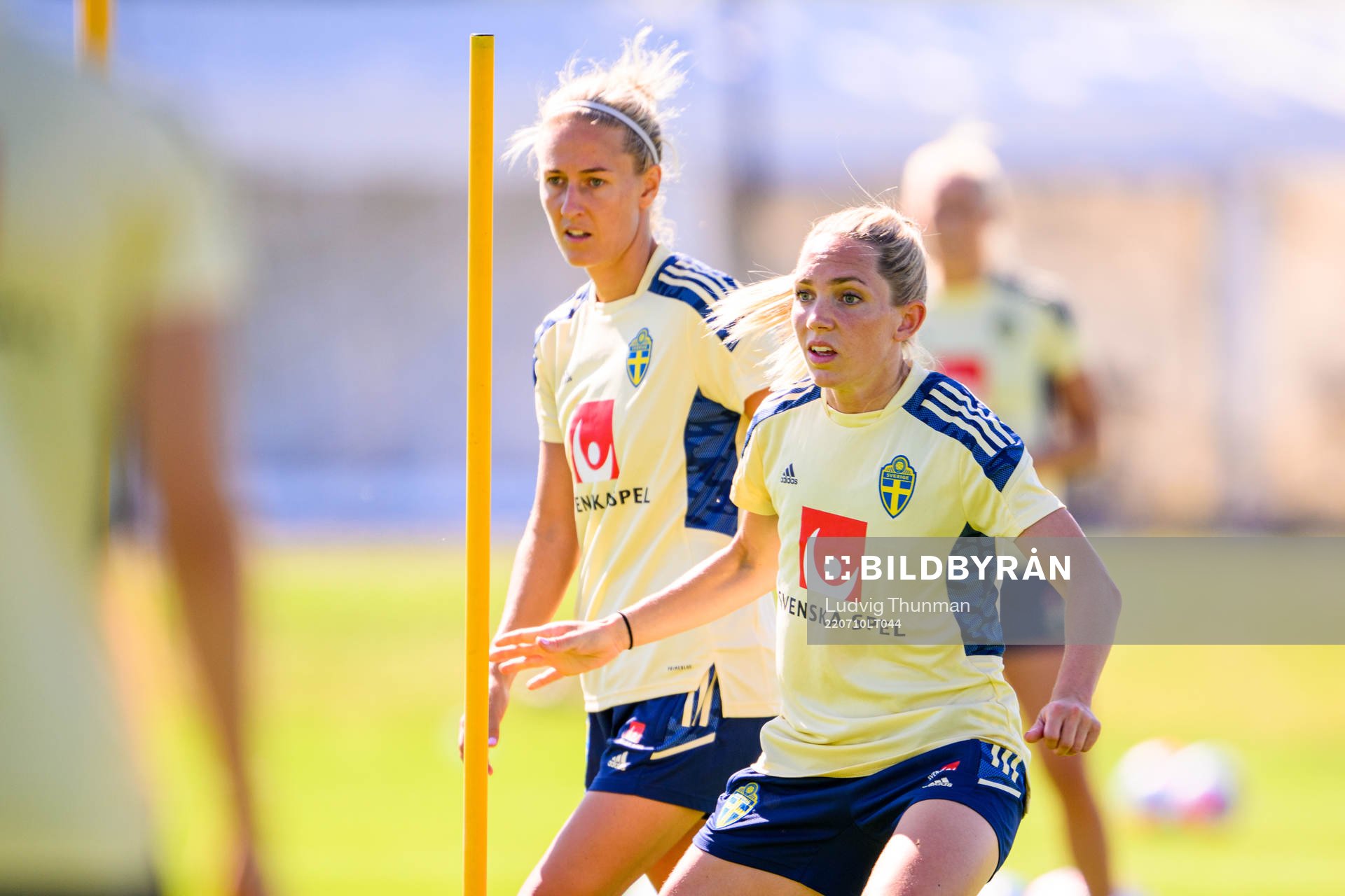 Elin Rubensson of the Swedish national football team at a training session during the UEFA Women's Euro 2022 Championship on July 10, 2022 in Chester.