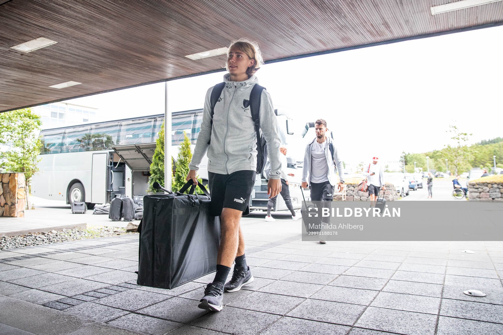 Sebastian Nanasi of Malmö FF during the arrival to the hotel on July 11, 2022 in Reykjavik. 