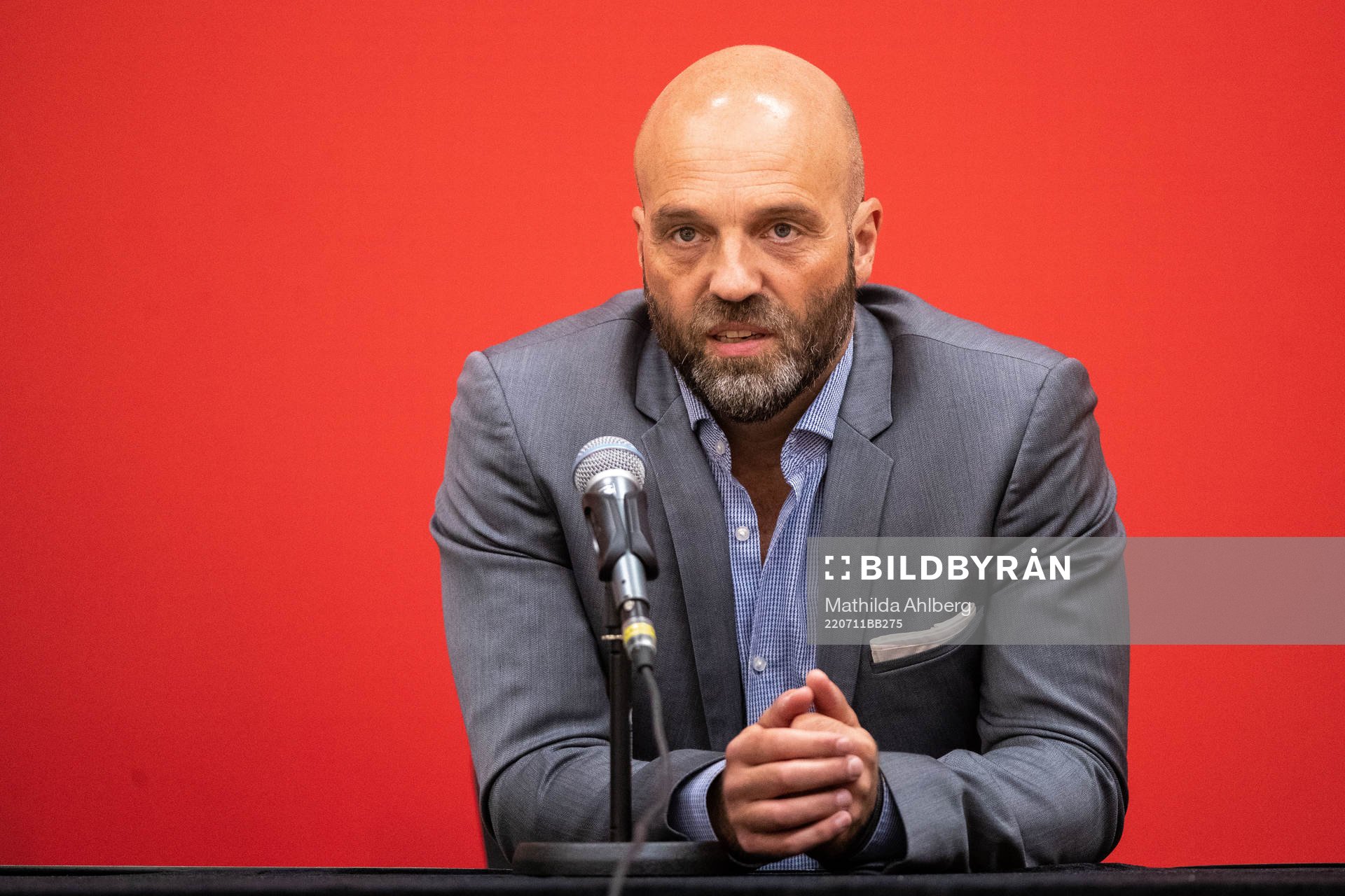 Arnar Bergmann Gunnlaugsson, head coach of Vikingur during a Press Conference with Vikingur on July 11, 2022 in Reykjavik.