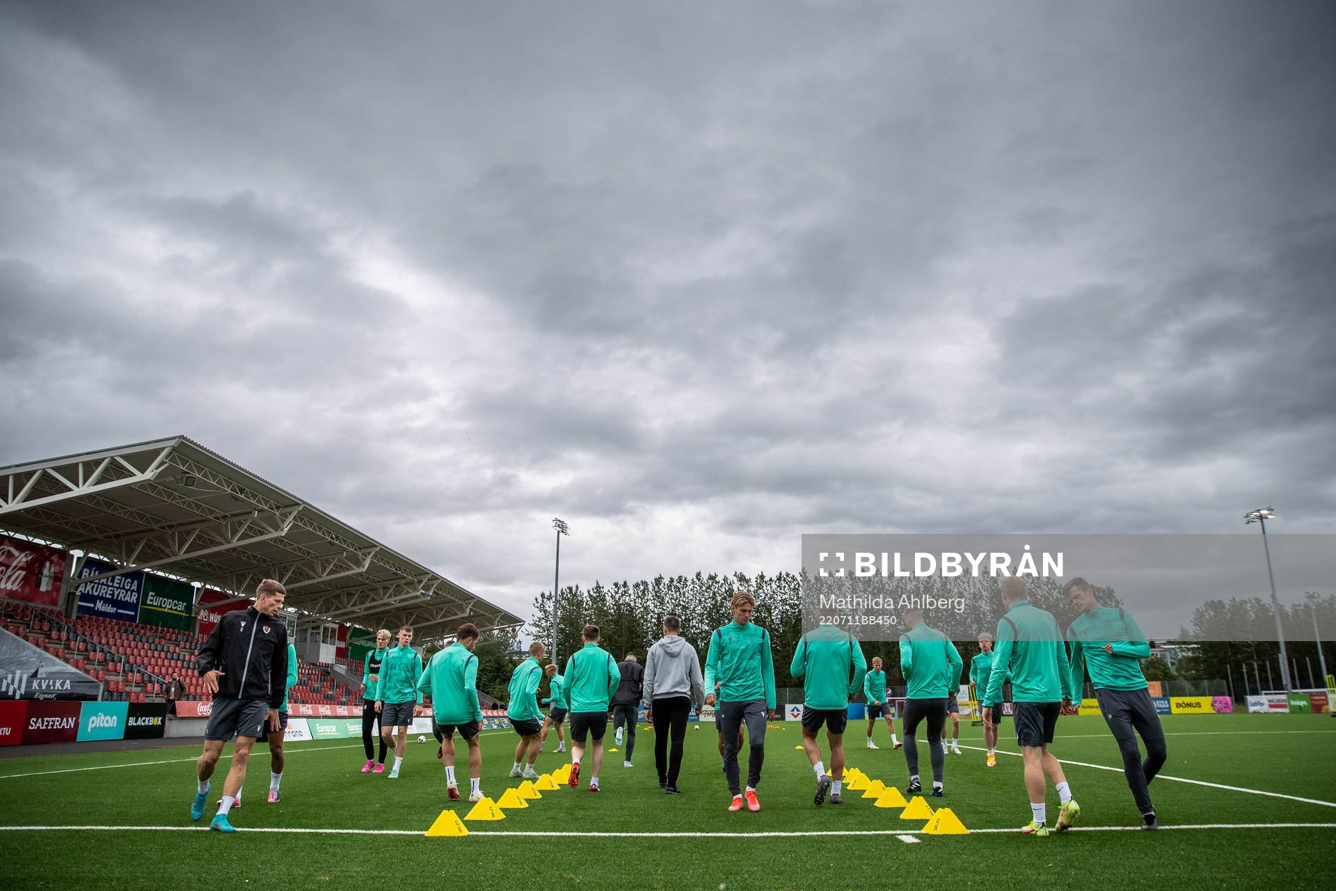 Players during a training session with Vikingur on July 11, 2022 in Reykjavik. 